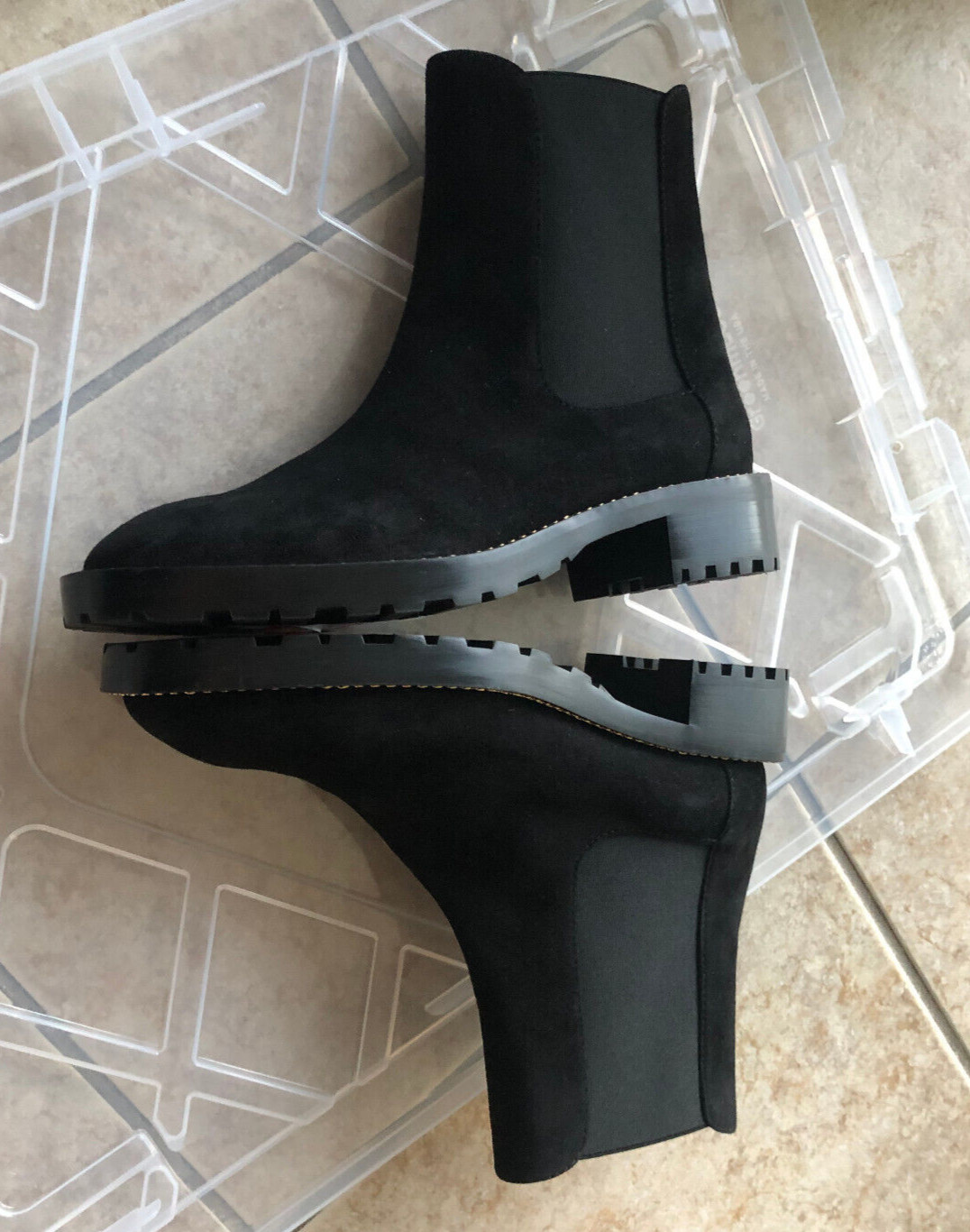 New Stuart Weitzman Kolbie Chelsea Boots Size 6 M, BLACK SUEDE – $695