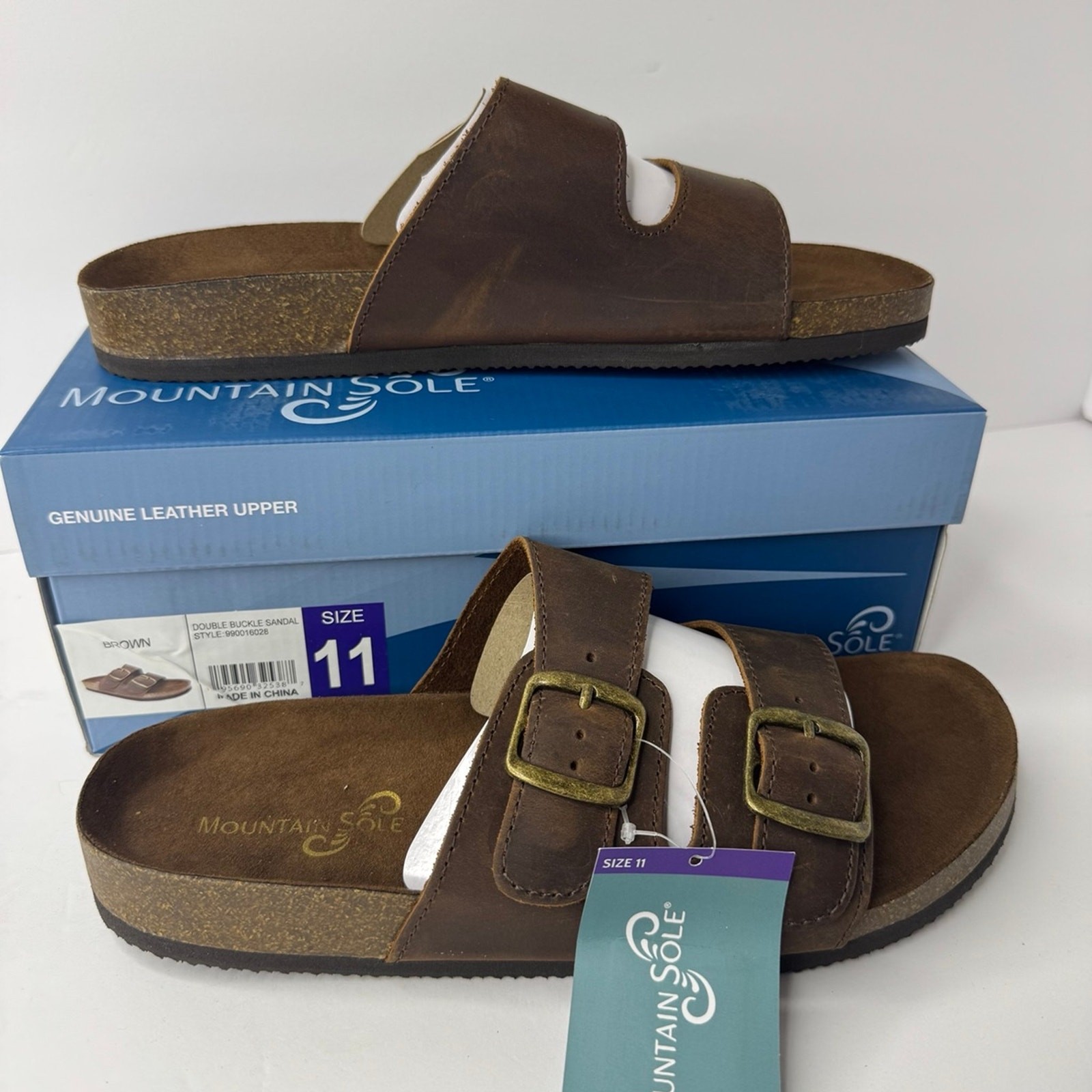 Mountain Sole Brown Leather Sandals Women’s Size 11 New In Box