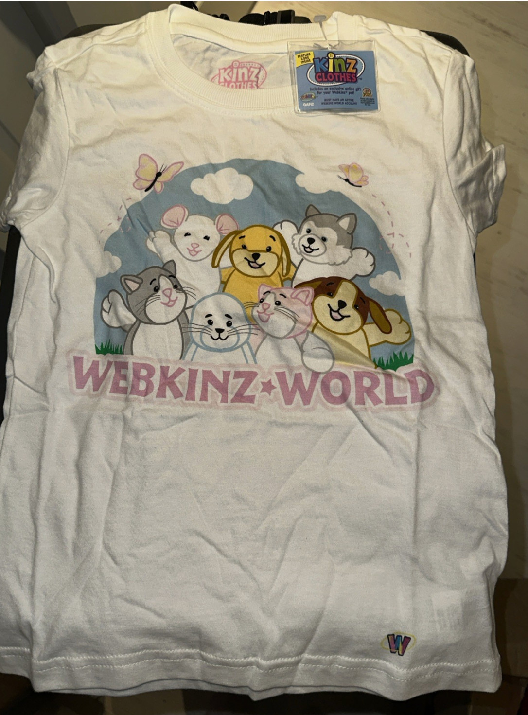 Vintage Webkinz Kinz Clothes Girl’s S- M – L T-shirt White Multi w/ Sealed Code
