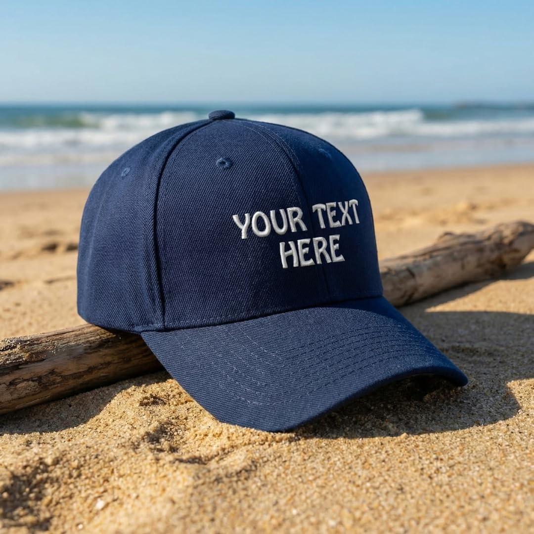 Baseball Cap Custom Personalized Text Acrylic Dad Hats for Men One Size, Navy
