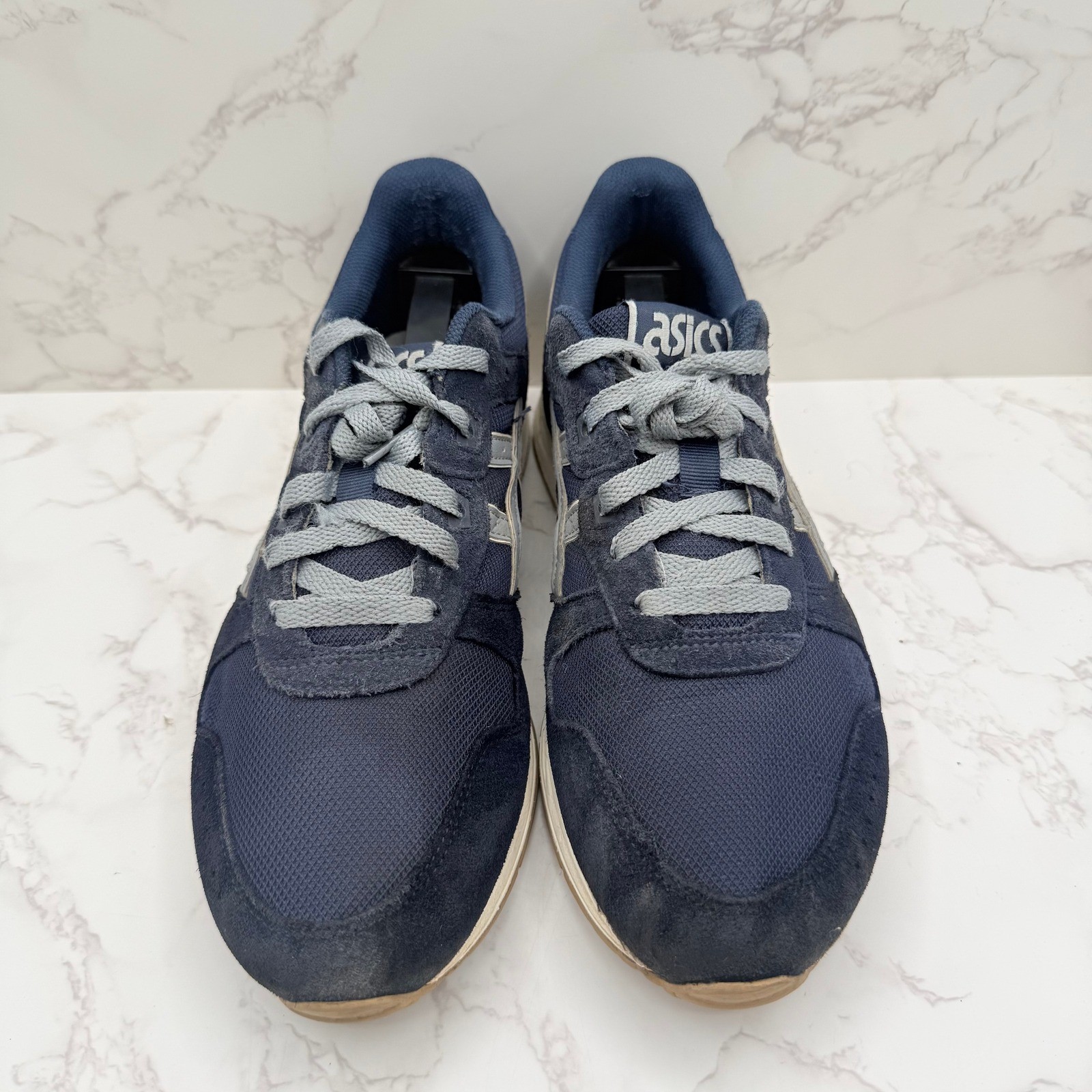 ASICS Lyte Classic Mens Navy Blue Grey Suede Mesh Sneakers 1201A477 Size 9.5
