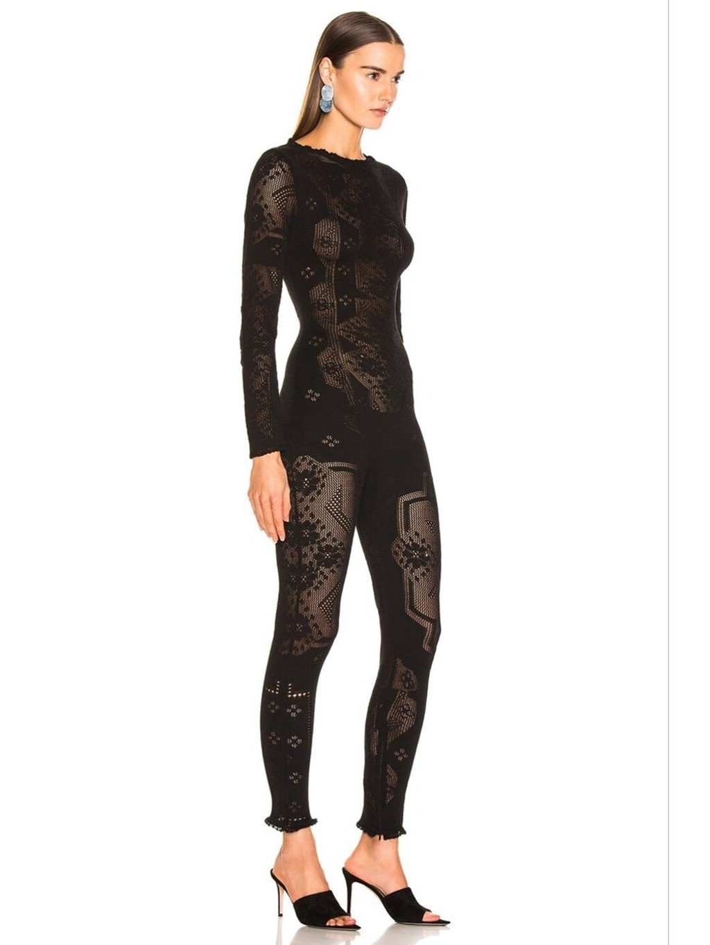 NWT $1250 ALBERTA FERRETTI Long Sleeve Jumpsuit Black IT 40 US 4 see description