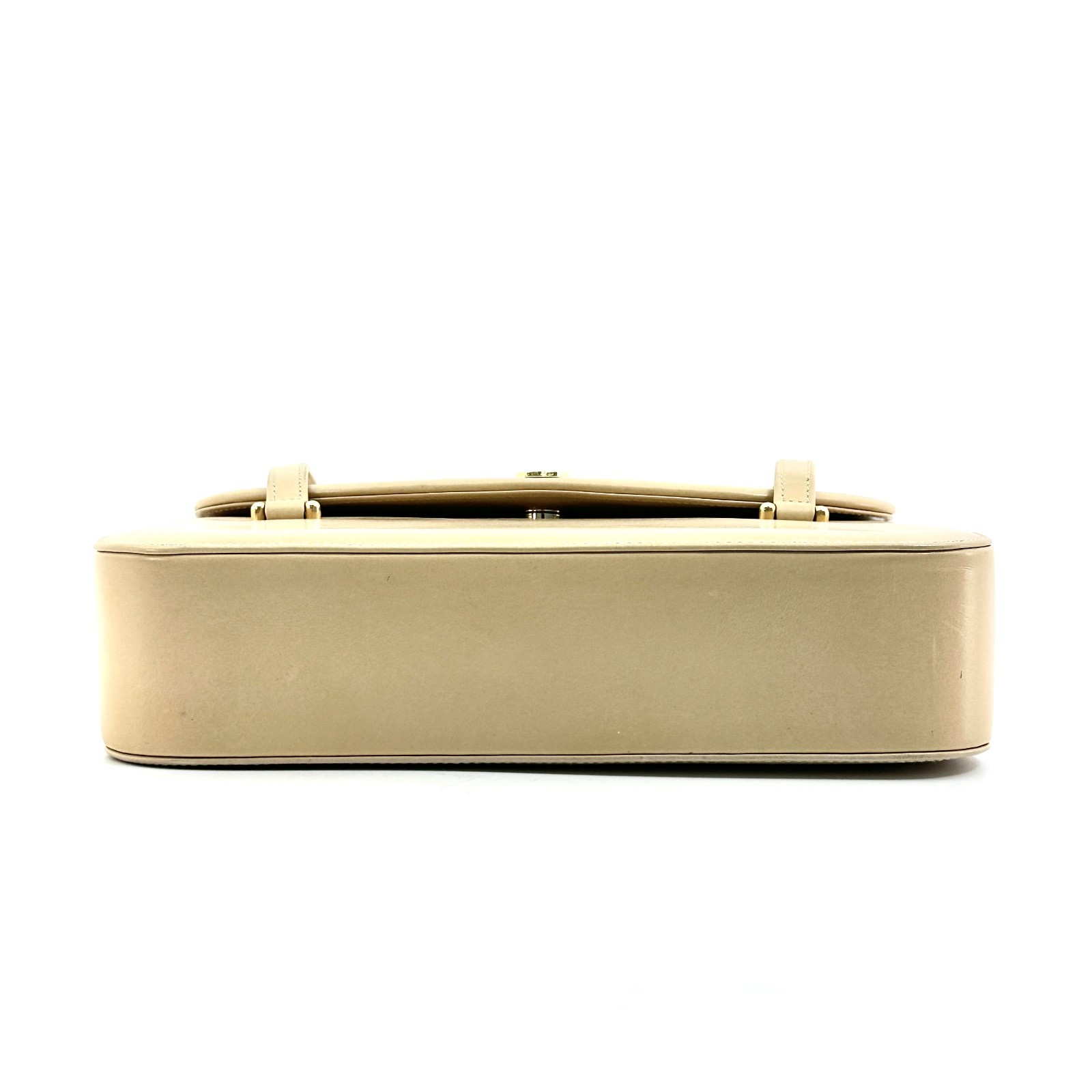 Vintage Gucci Interlocking Hand Bag Leather Beige White Auth