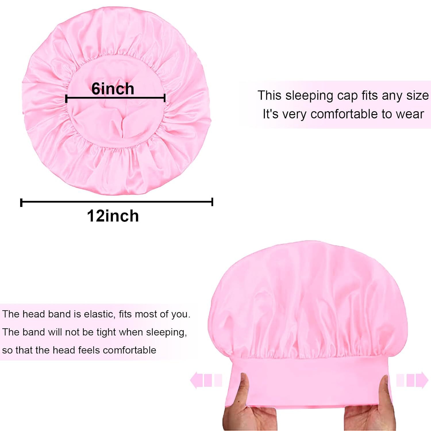 Satin Bonnet Silk Hair Bonnet Adjustable Bonne for Sleeping with Tie Band LOT