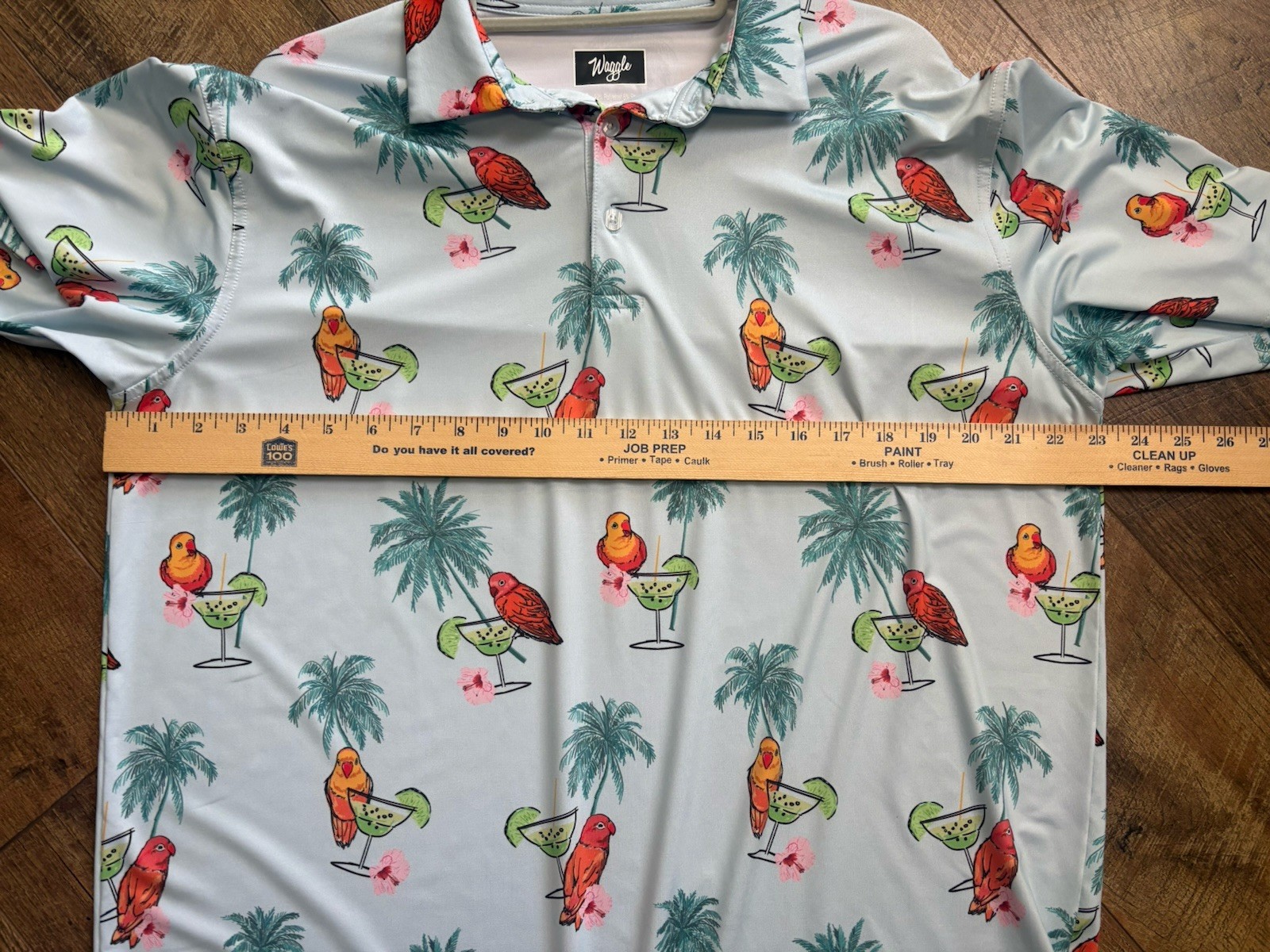 Waggle Golf Polo Shirt XL Tropical Parrot Cocktail Performance Stretch Shirt