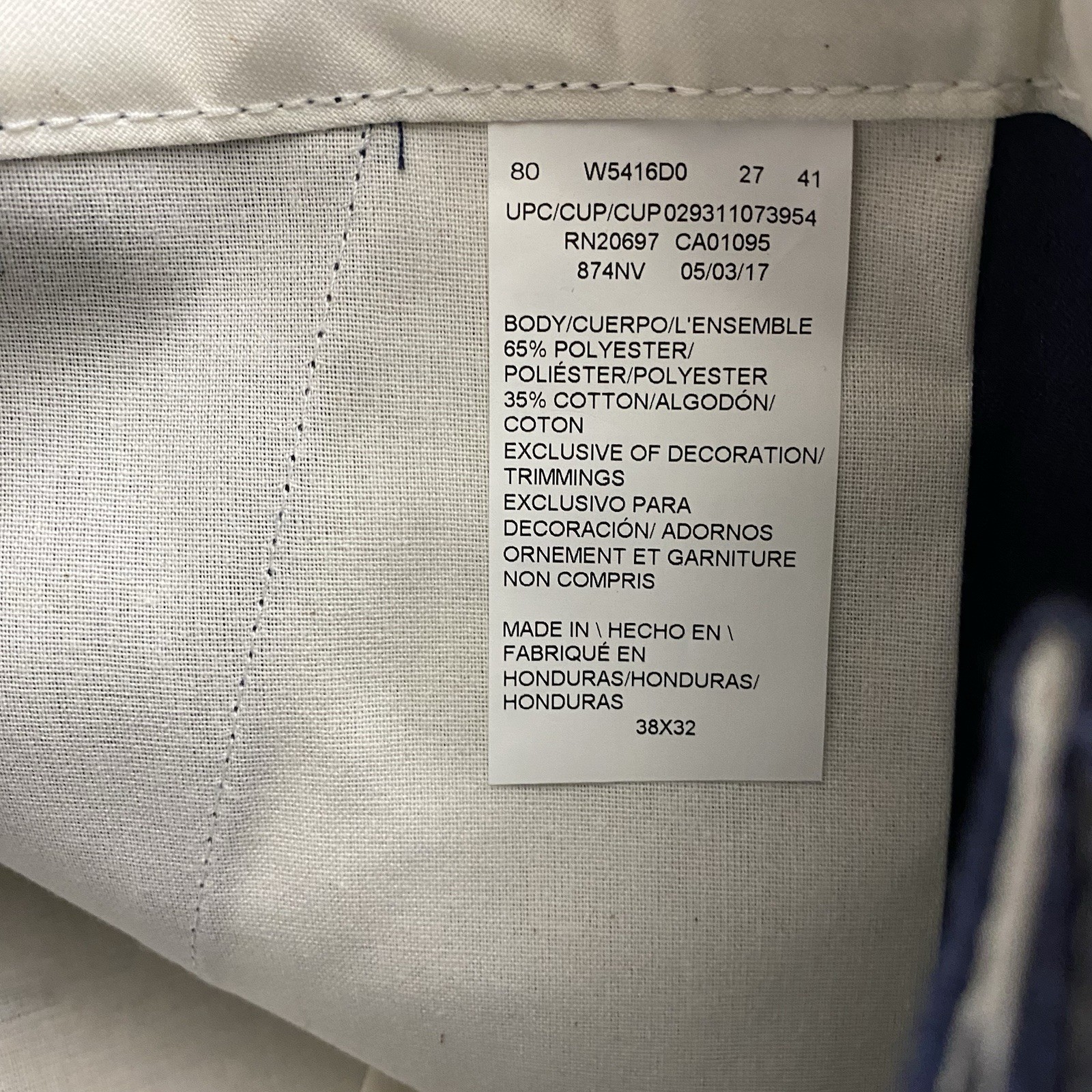 Dickies 874 Work Pants Men’s Size 38×32 Blue Original Fit New With Tags