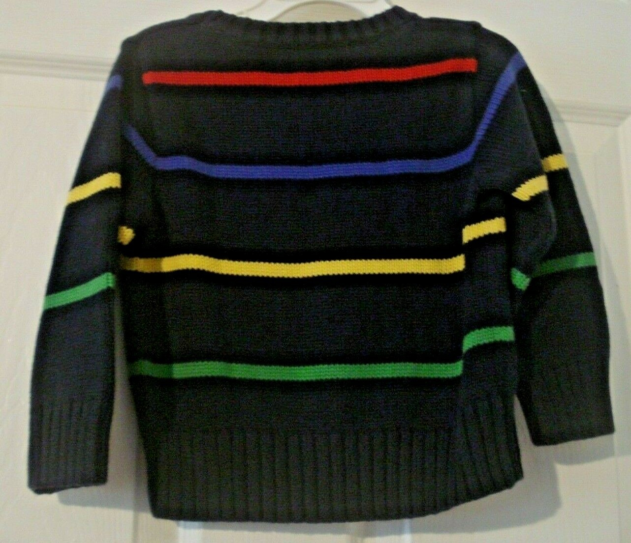 Chaps Toddler Boys Black Yellow Green Blue Red Striped Pullover Sweater Size 2T