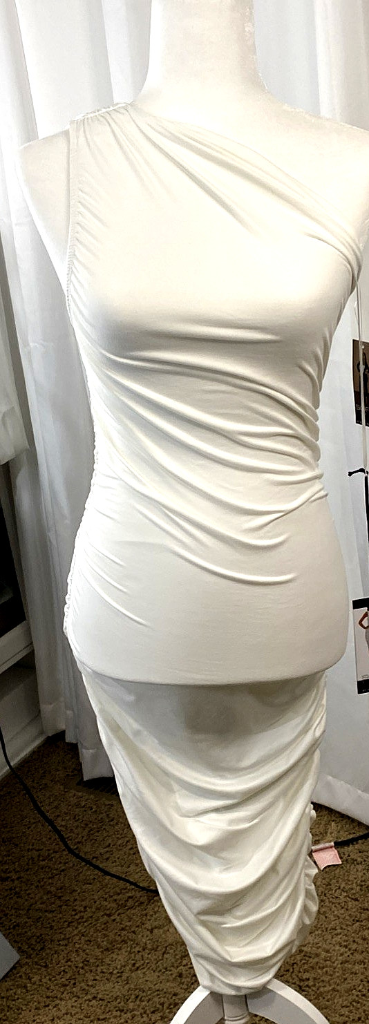 Sofia Vergara Off The Shoulder White Rouched Body Fitted Dress White XS/O-2