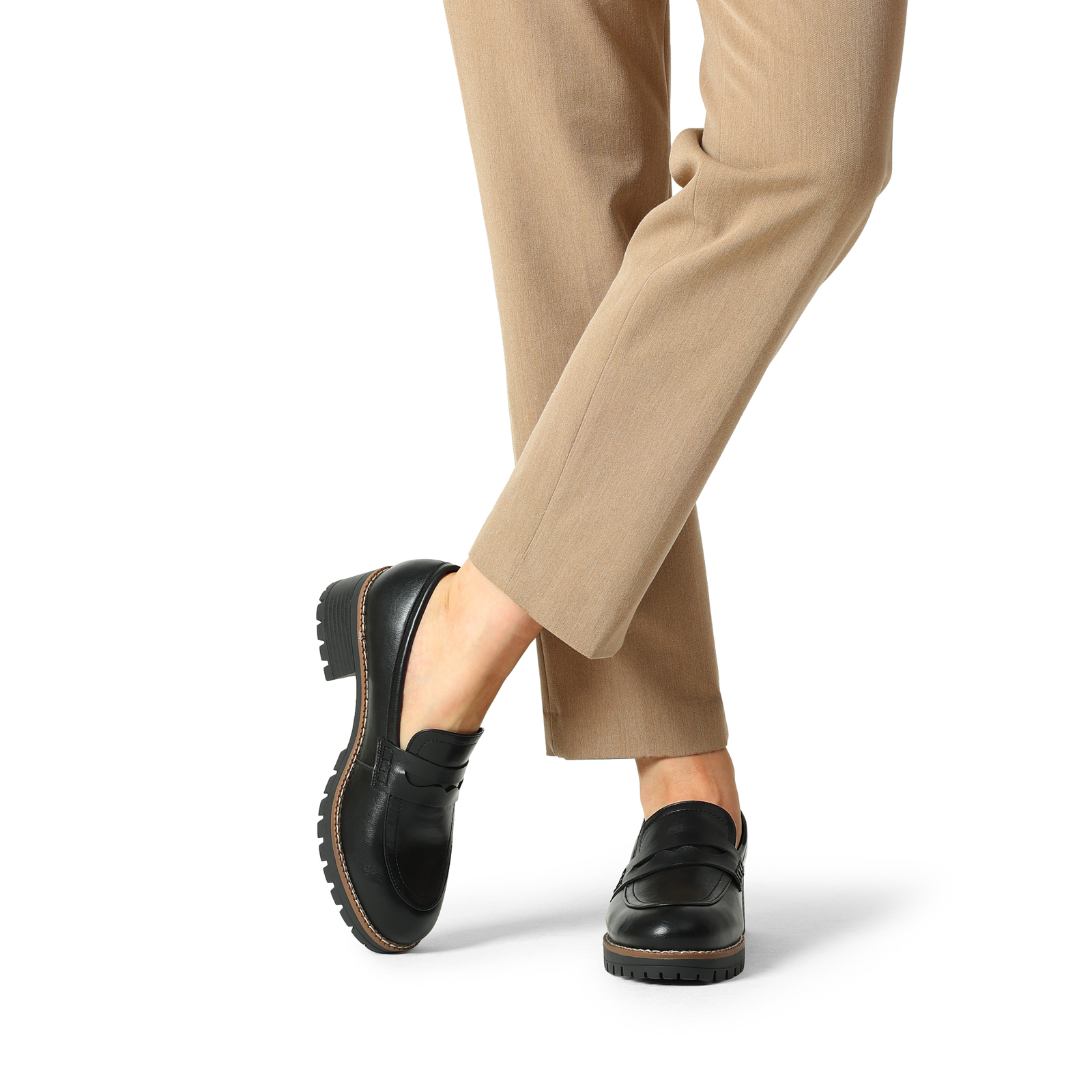 Women Business Penny Low Chunky Heel Loafers Slip On Loafer Shoes