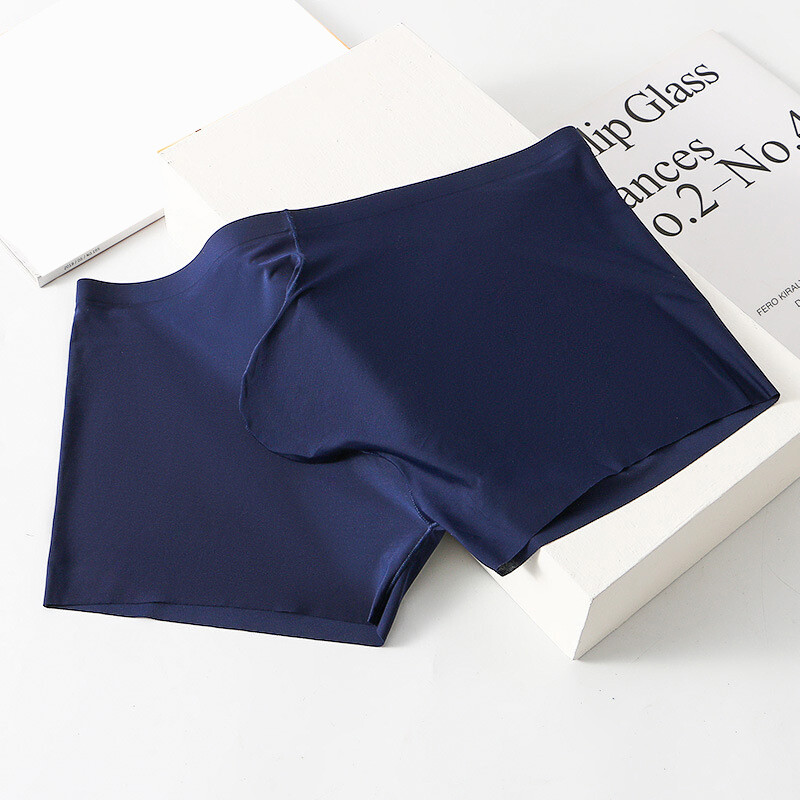 Men’s Ice Silk Seamless Boxer Briefs Pouch Underwear Shorts Trunks Underpants