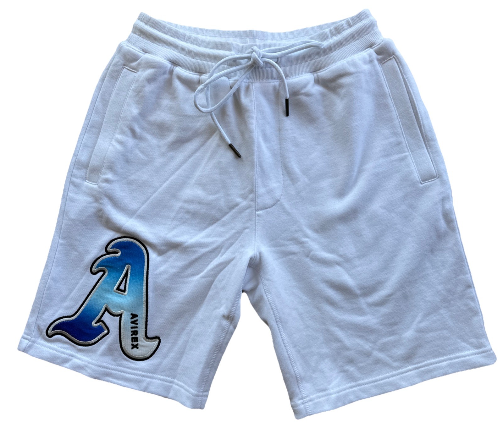 Avirex White /Blanc 100% Cotton Size Small Embroidered Shorts MSRP:$168/-New