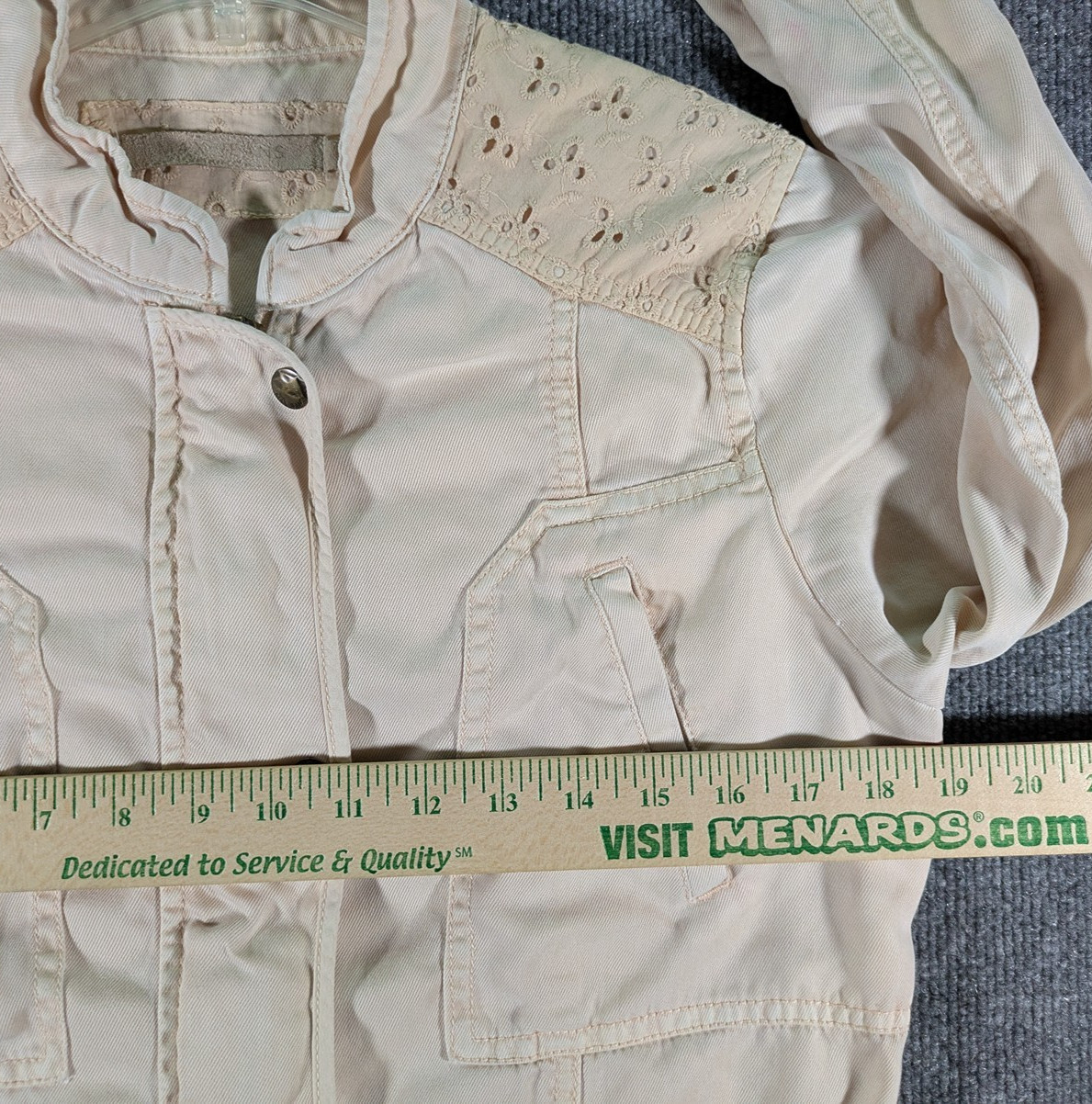 Max Jeans Jacket Women’s Small Khaki Military Utility Drawstring Lightweight