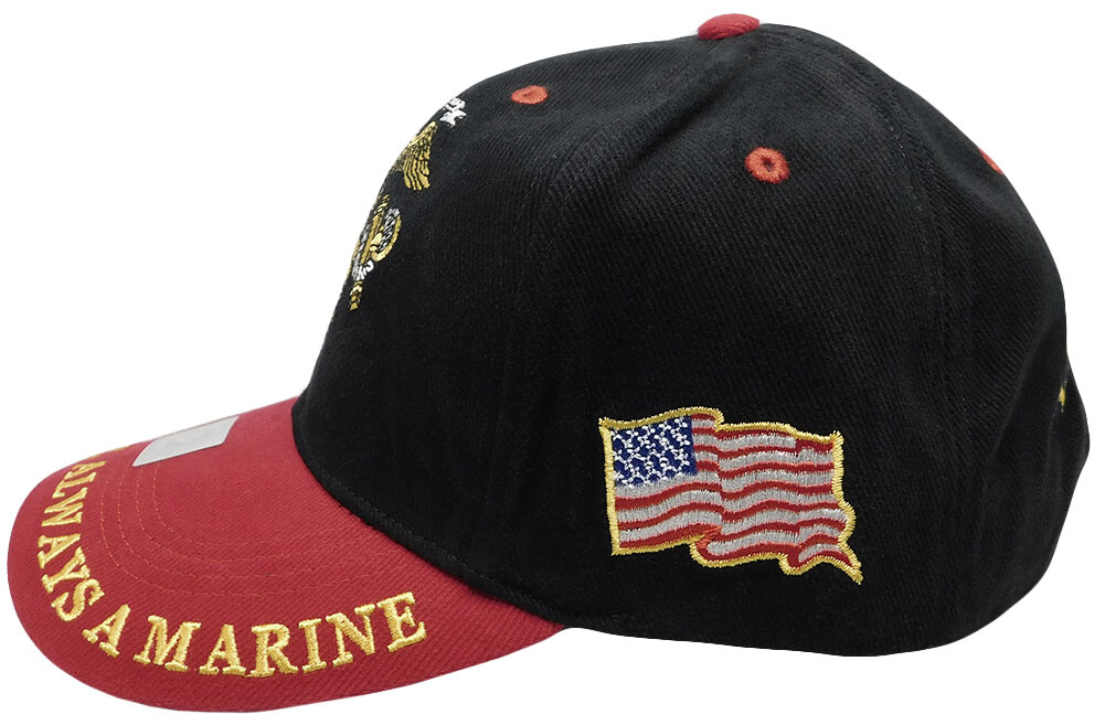 USMC SEMPER FI ONCE A MARINE ALWAYS A MARINE CORPS CAP HAT BLACK