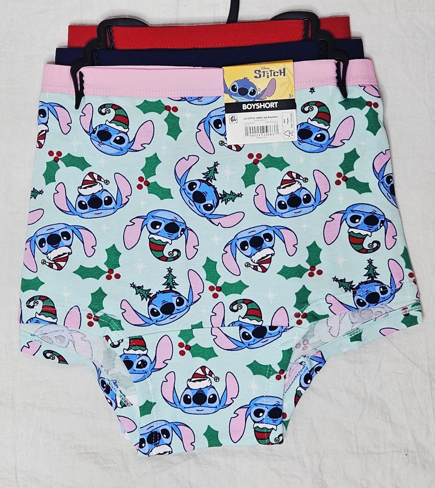 Disney Stitch Womens Boyshort Underwear 3 Pack Holiday Print Choose Size L or XL