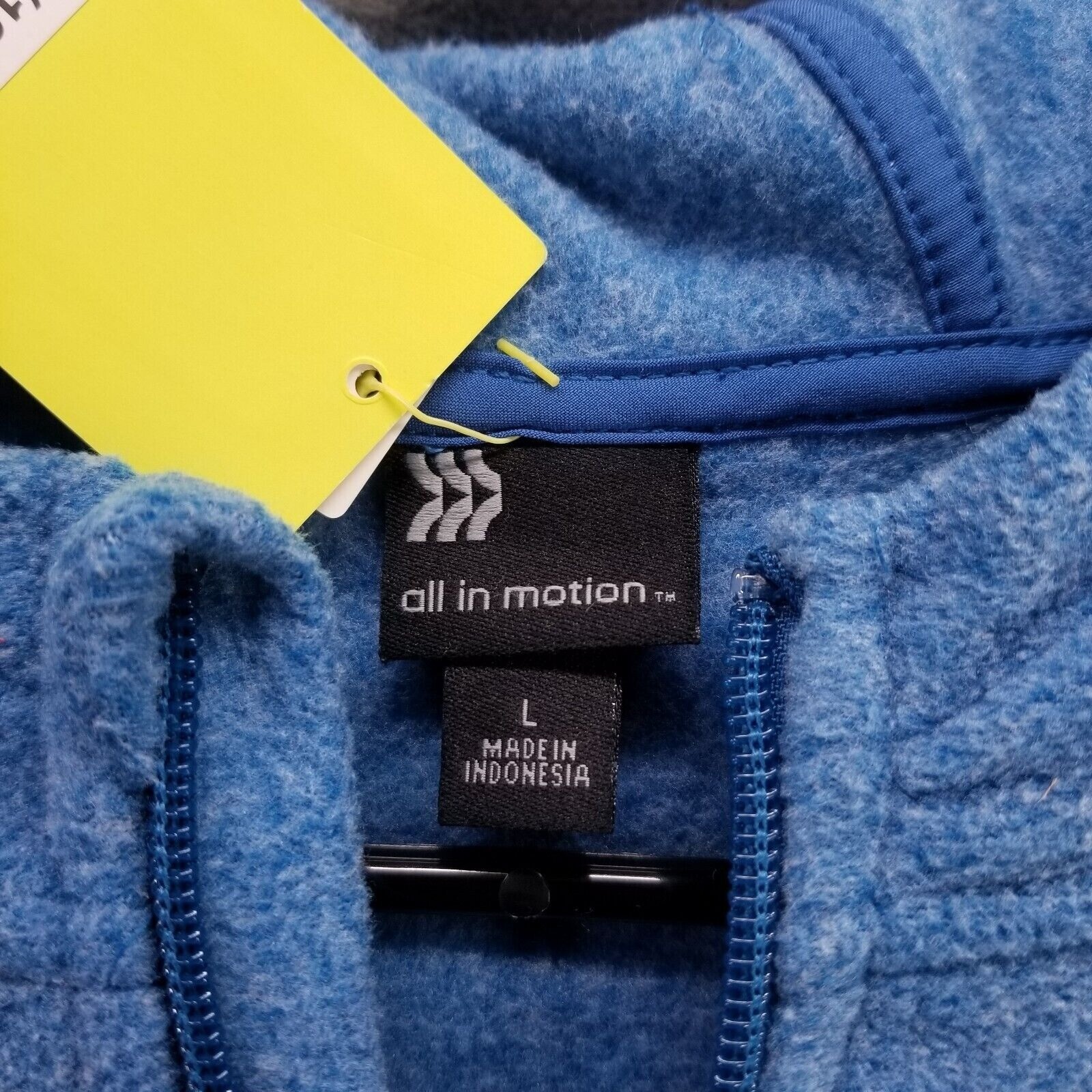 Boys All in Motion Blue Microfleece Pullover Hoodie Sweatshirt 1/4 Zip L (12-14)