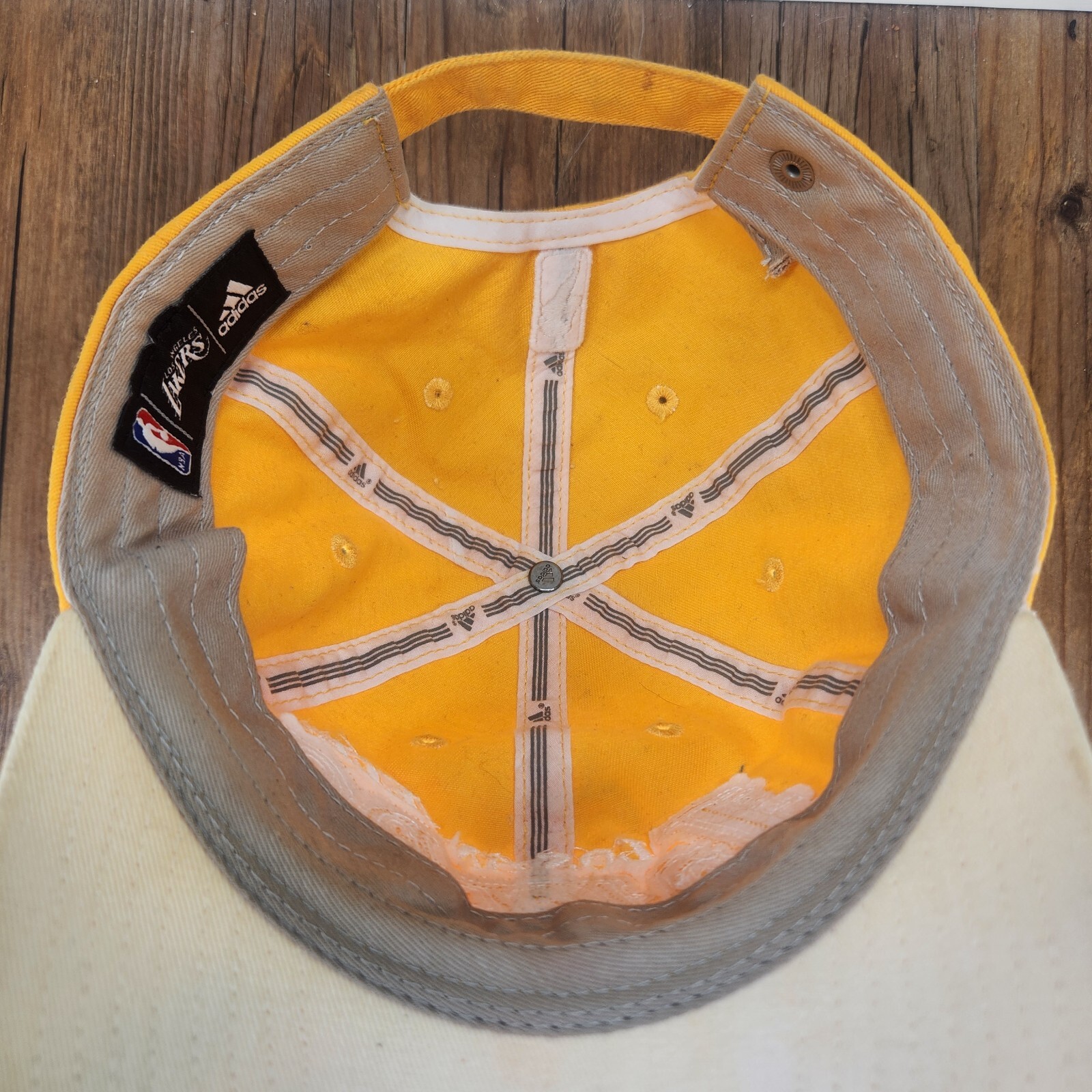 Los Angeles Lakers Adidas 2012 Hat Cap Strapback Yellow Spell Out Frill NBA Logo