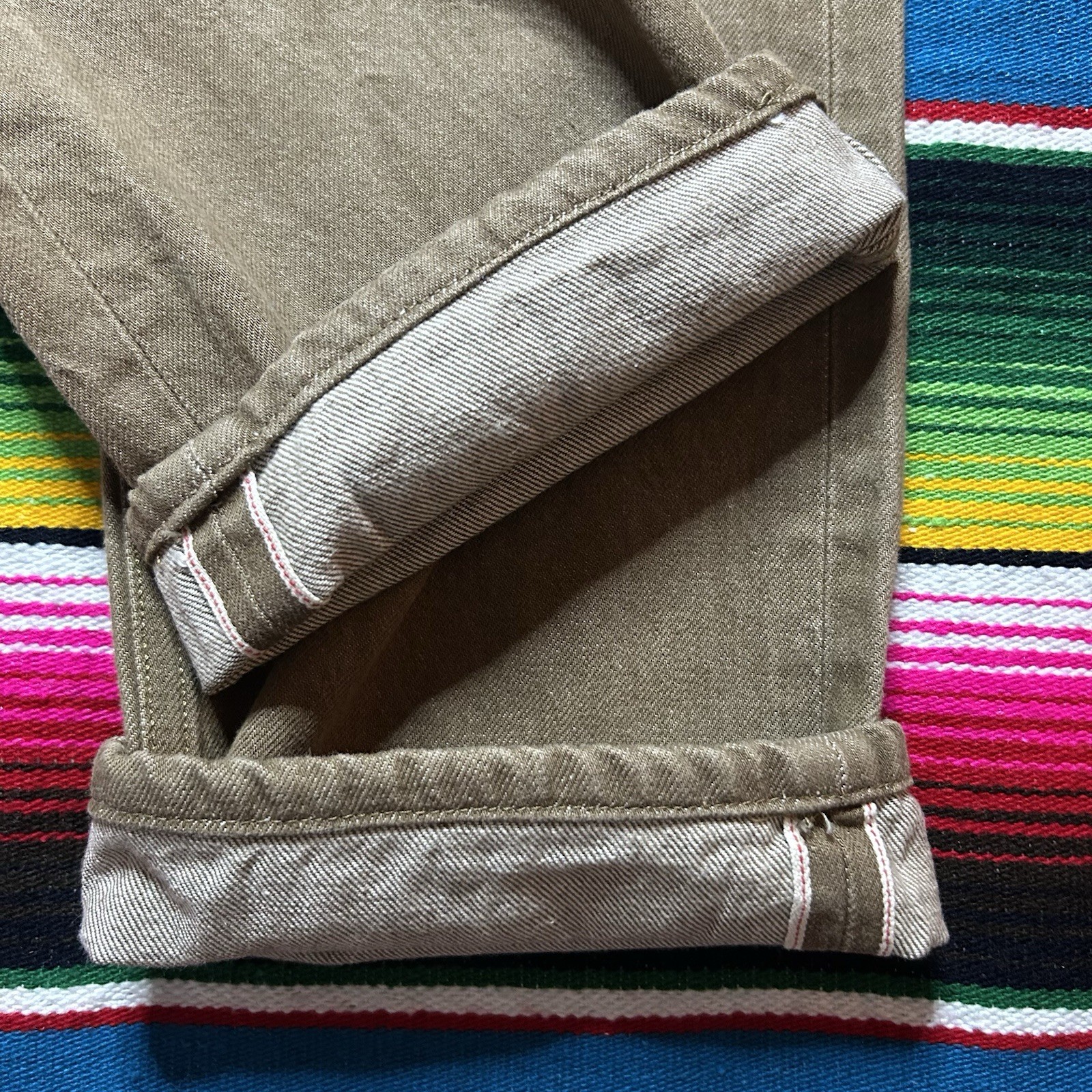 Gustin Jeans Selvedge Brown Size 34 California Slim Raw Button Fly
