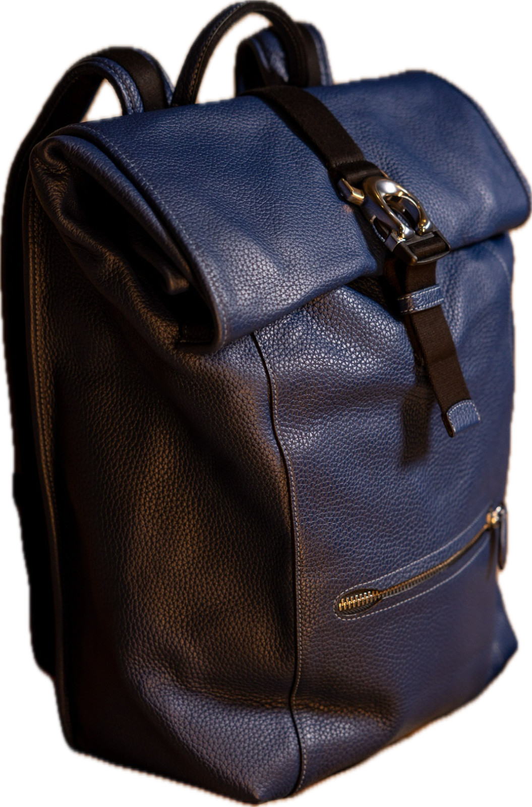 Coach backpack blue leather large shoulder size 17″/13″/6″. Expands top to 22″.