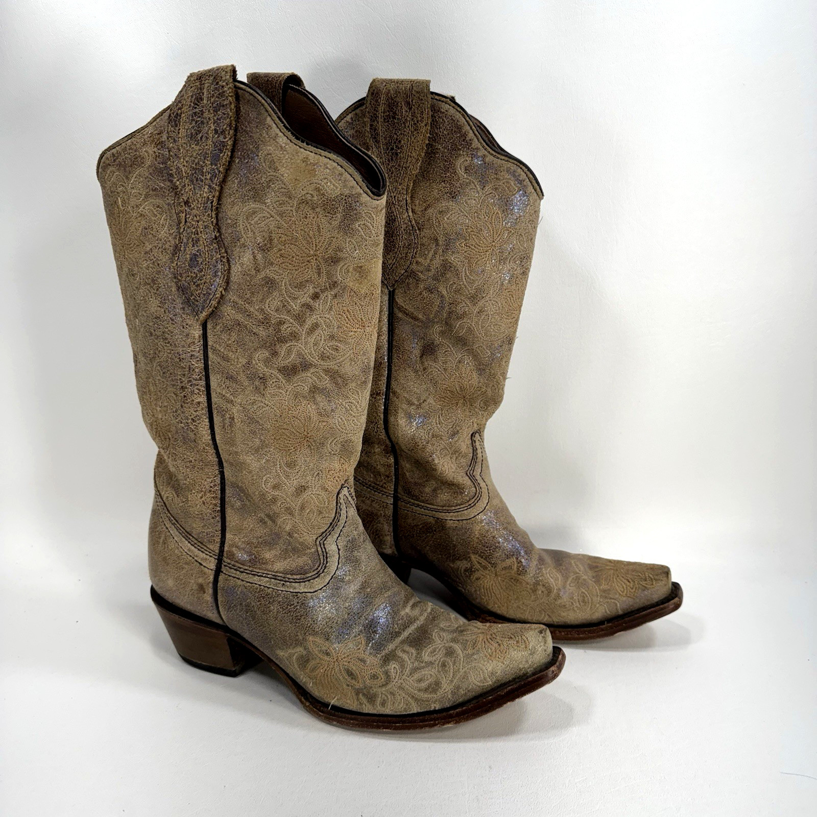 Circle G Floral Embroidery Western Boot Snip Toe L2038 Women’s Size 8.5 M