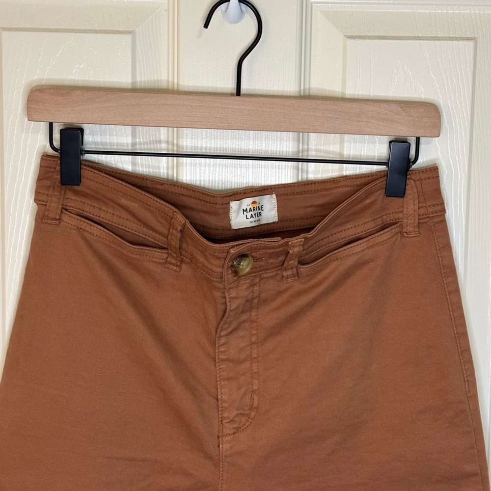 Marine Layer Bridget Wide Leg Crop Pants Rust Brown 10 Petite
