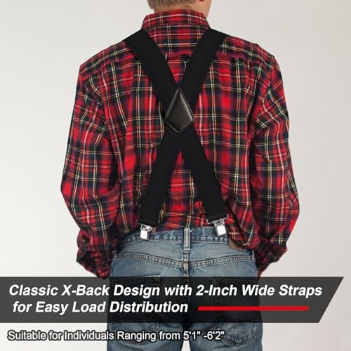 Ultrashang CLASSIC Mens Heavy-Duty Suspender: 2-Inch Wide, Sturdy Clips, Black