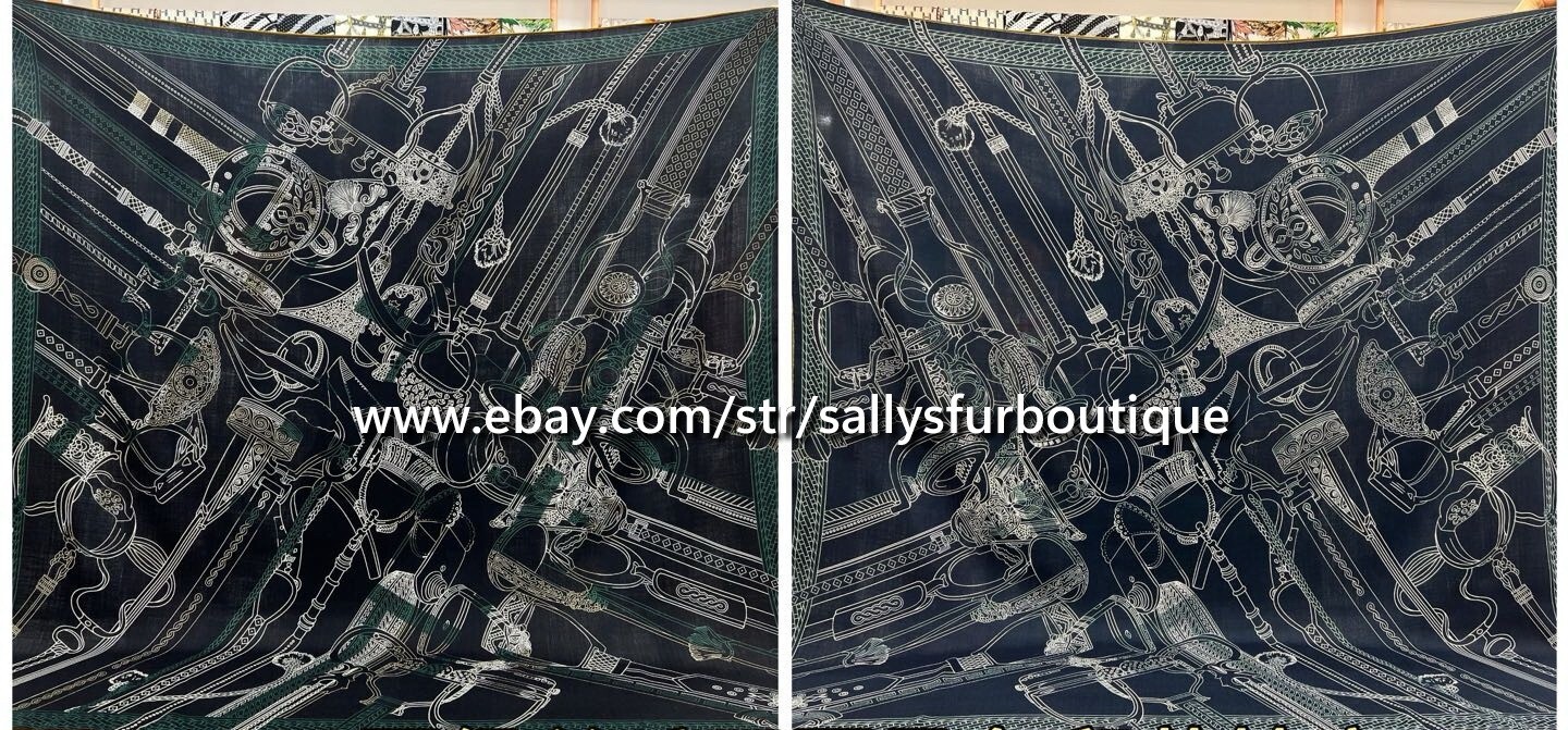 2025 Sally 75% Cashmere 25% silk Stole Saddle Chain Print 2 Face Scarf Shawl 53″