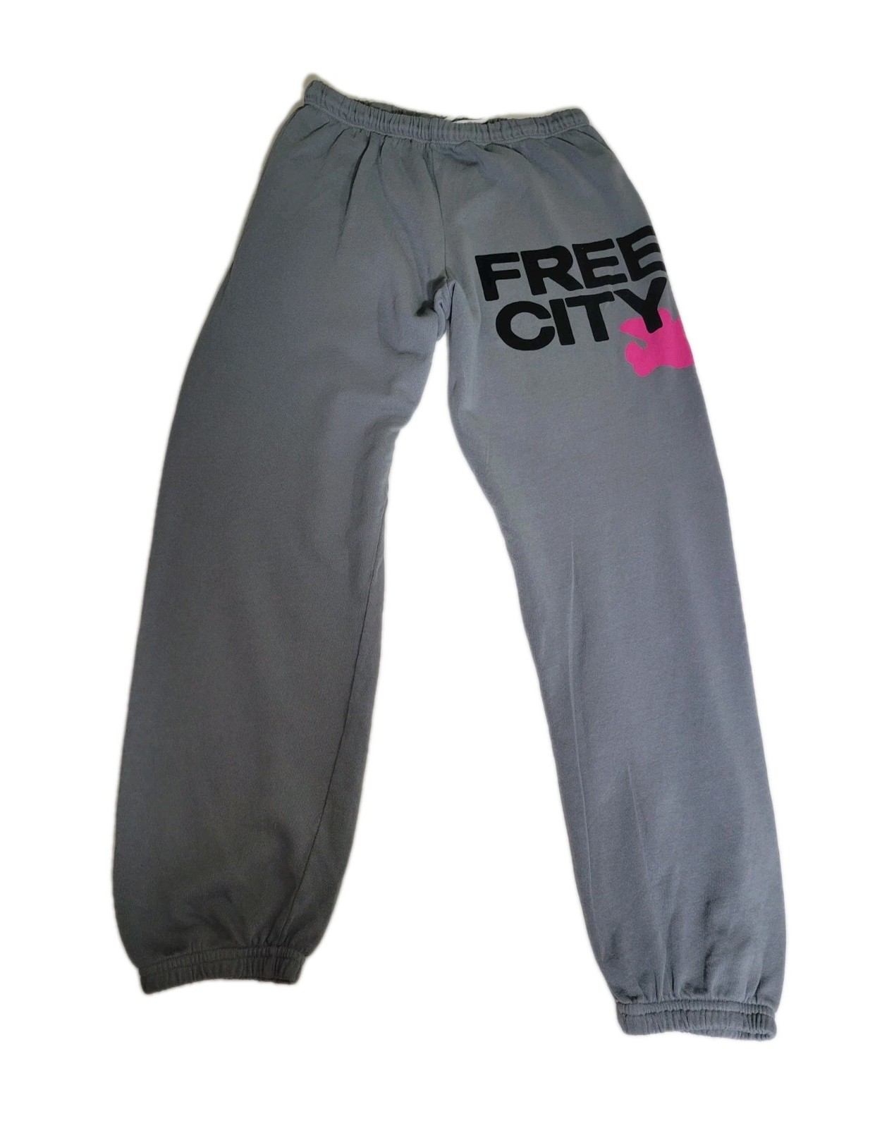 Free City Womans Size S Gray Sweatpants Logo Pink Dove Made USA Jogger Lounge