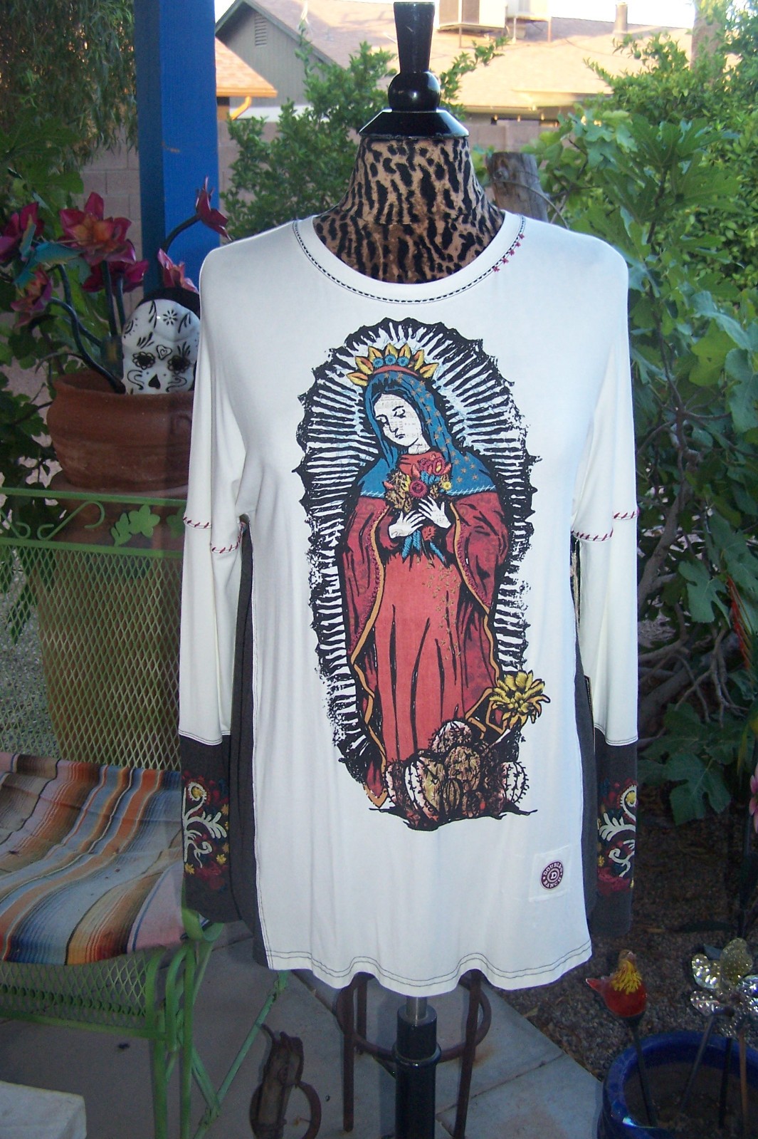 NWT $198~DOUBLE D RANCH M/L Western Print Embroidered Lady Of Guadalupe Shirt