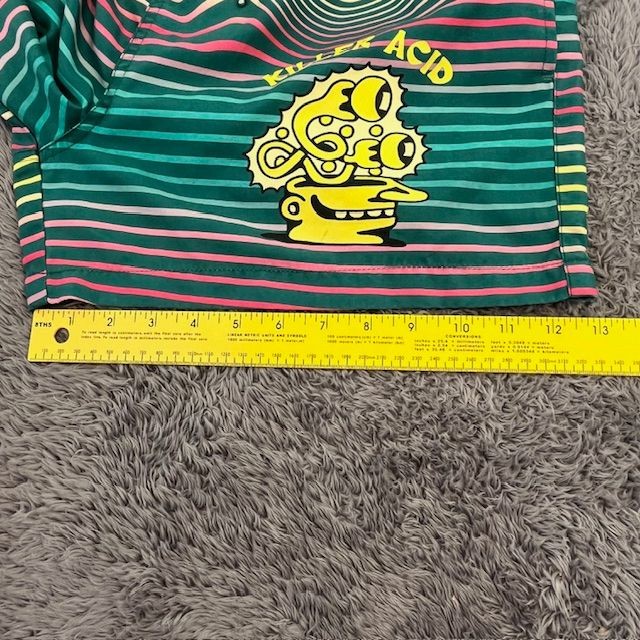 Killer Acid Board Shorts Mens Size XL No Bad Trips Green/Yellow Swim Santa Cruz