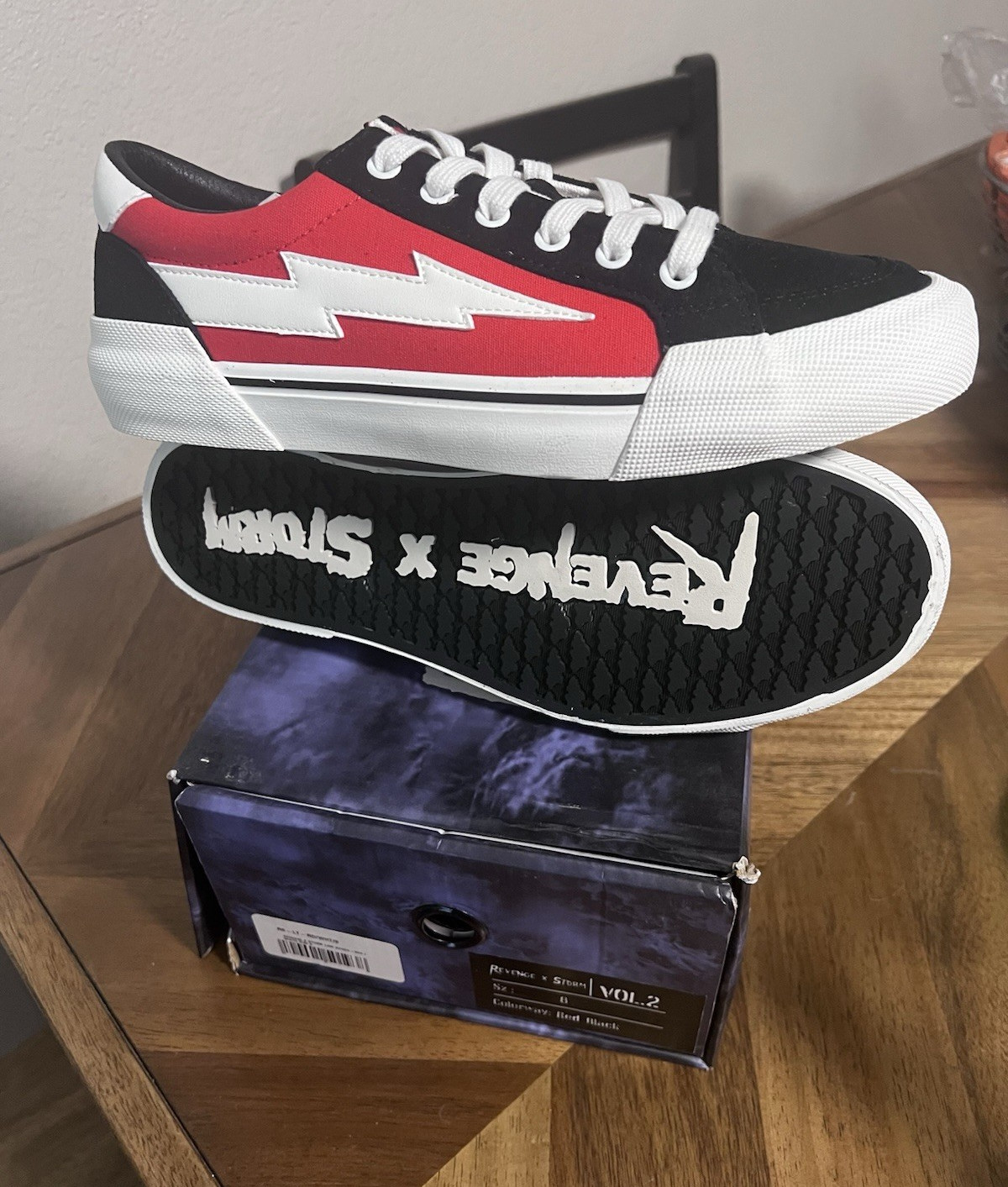 Revenge X Storm Vol. 2 Low Top Lace-Up Sneakers Red/Black/White US 8M / 9.5W
