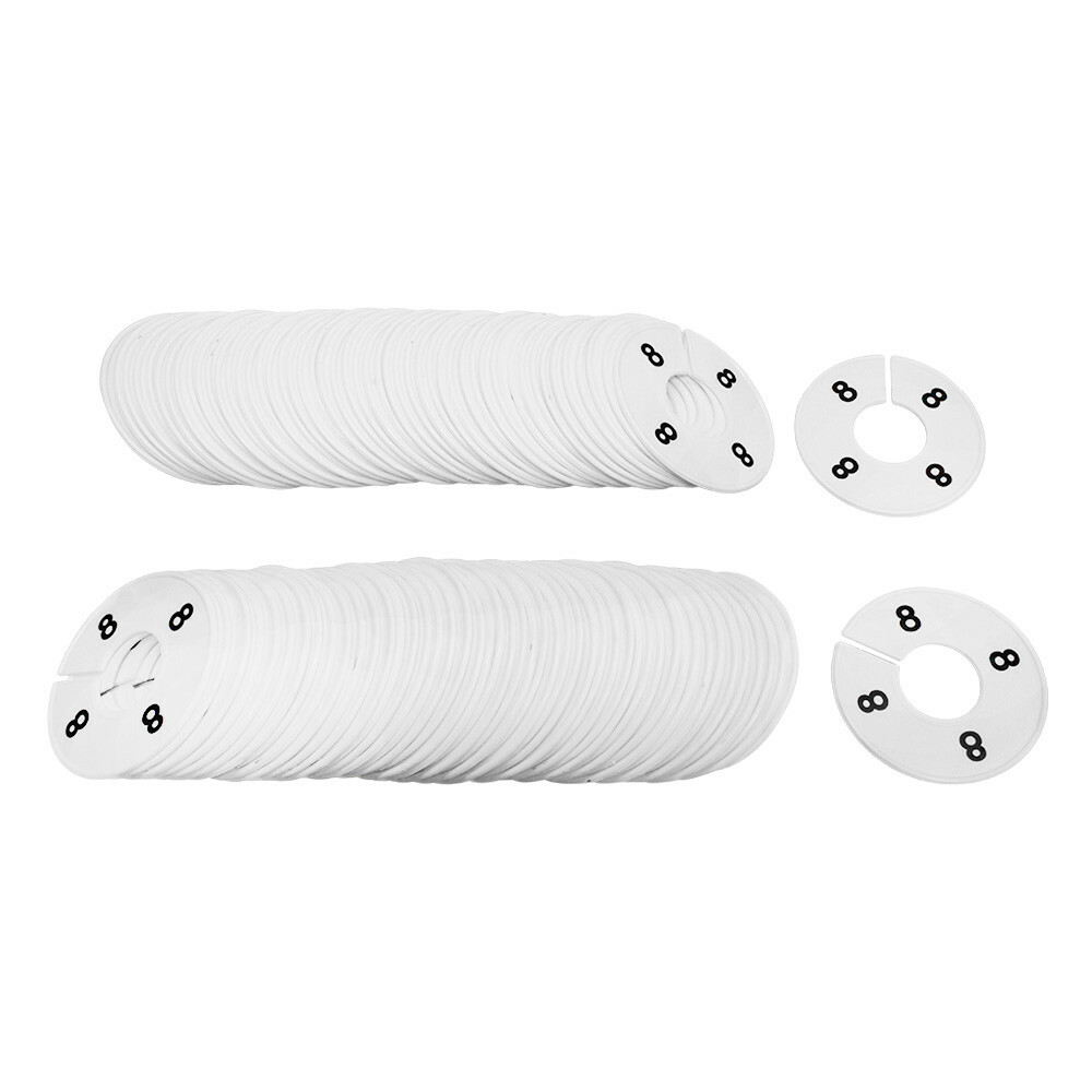10 PCS WHITE 3-1/2″ Round Plastic SIZE 8 Dividers Hangers Retail Clothing Rack
