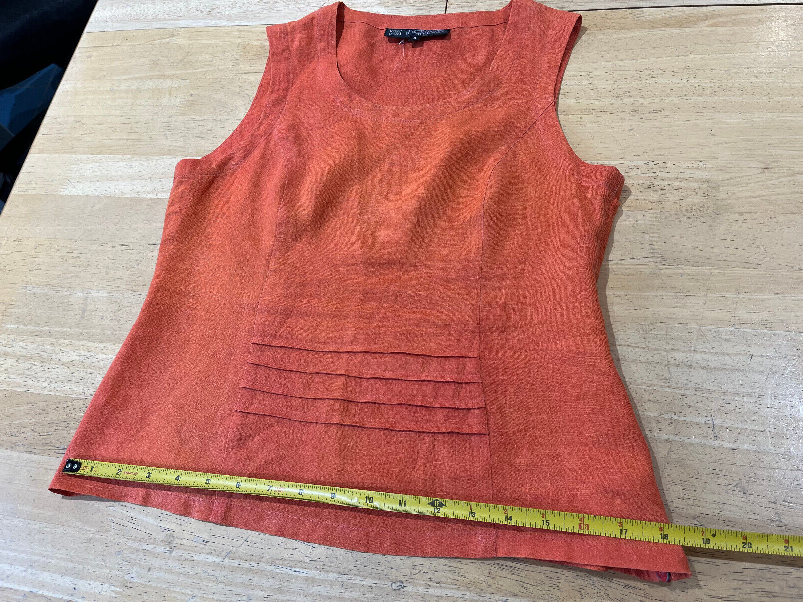 Vintage Perutz Italy Orange Linen Sleeveless Top with Side Zipper – Women’s Sz S