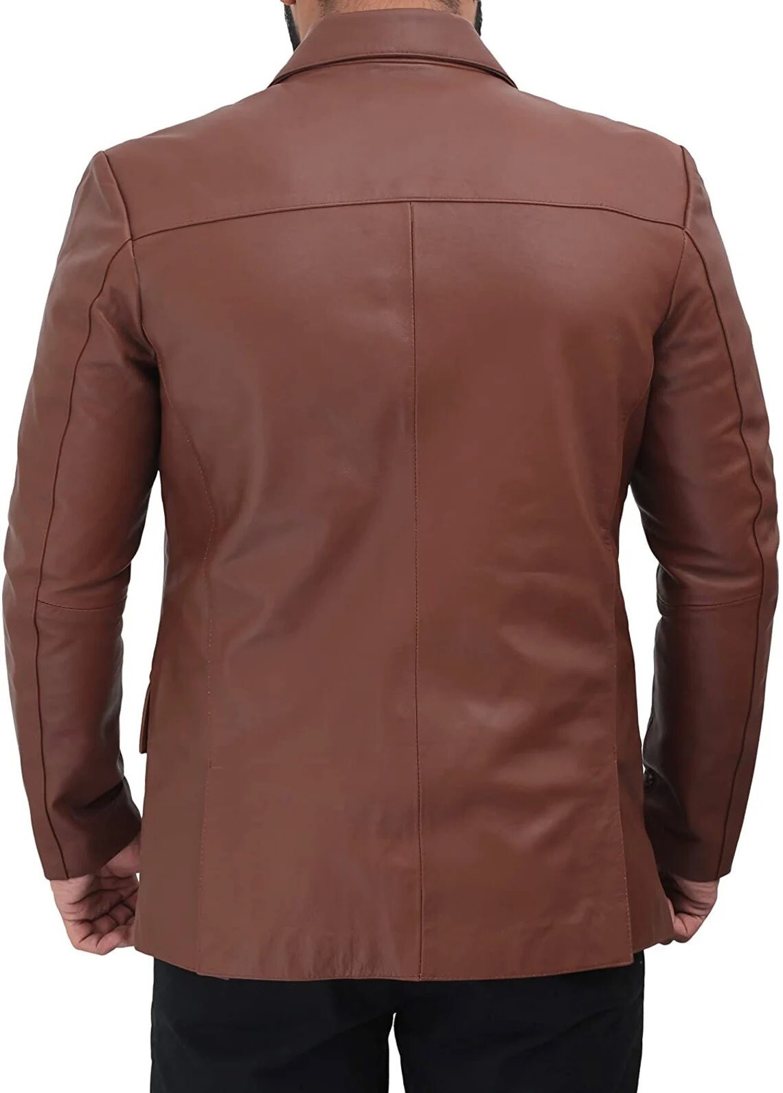 Real Lambskin Leather Blazer For Men Slim Fit Business Meeting Wear Coat MB13a