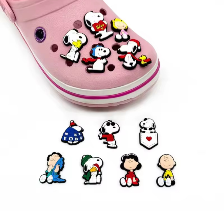 12pc SNOOPY & PEANUTS GANG Croc Shoe Charms Charlie Brown Valentines, Christmas