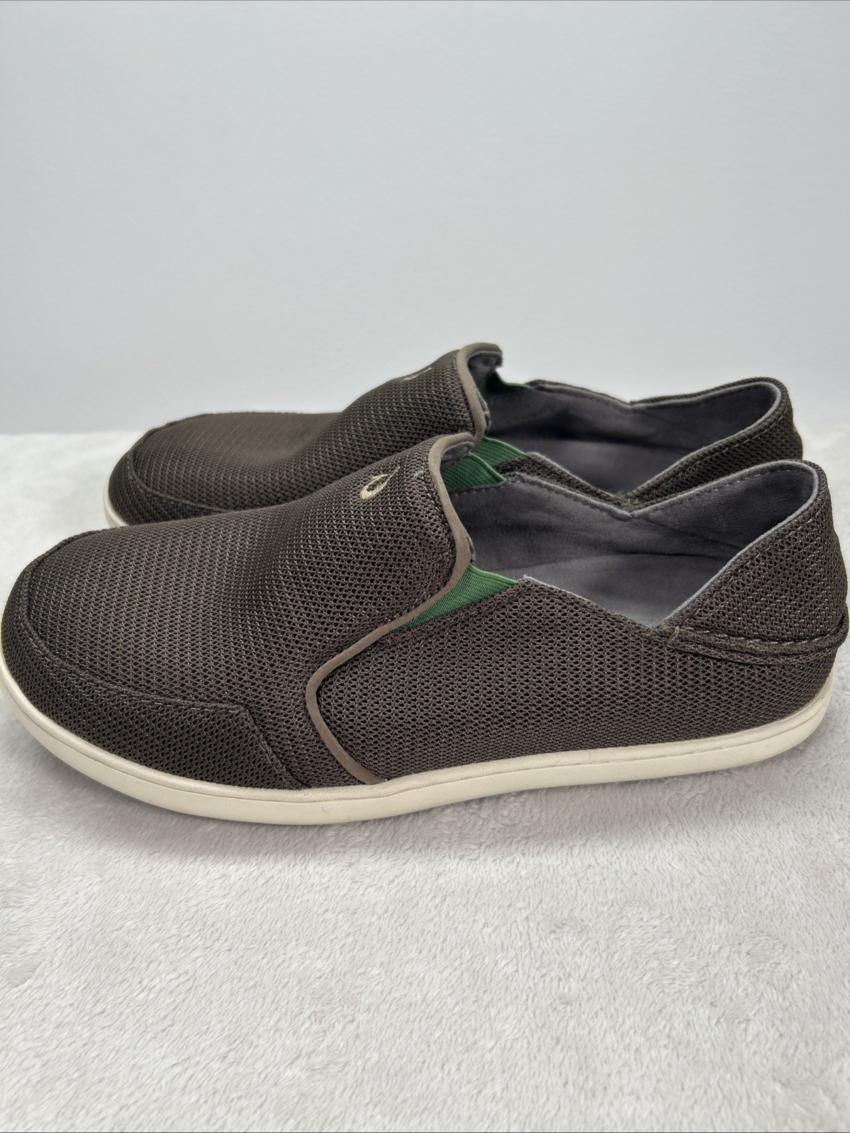 Olukai Mens Nohea Mesh Slip On Shoe Loafer Size 9 Brown Lime Green Drop Heel
