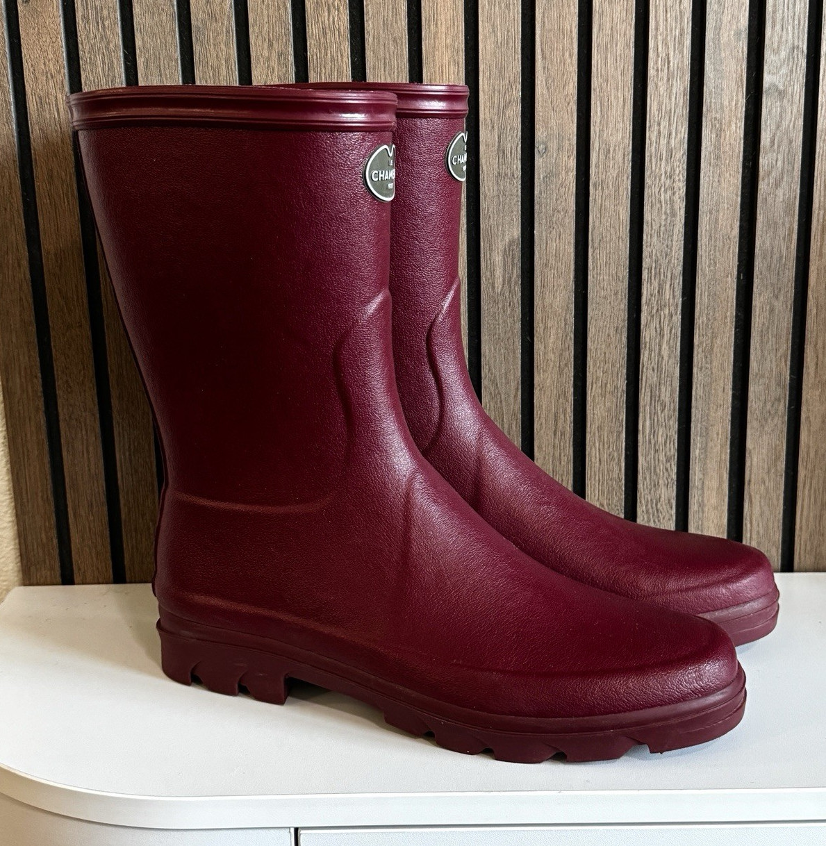 Le Chameau 1927 Burgundy Rubber Pull-On Rain Boots MEN’S US 9 / WOMEN’S US 10