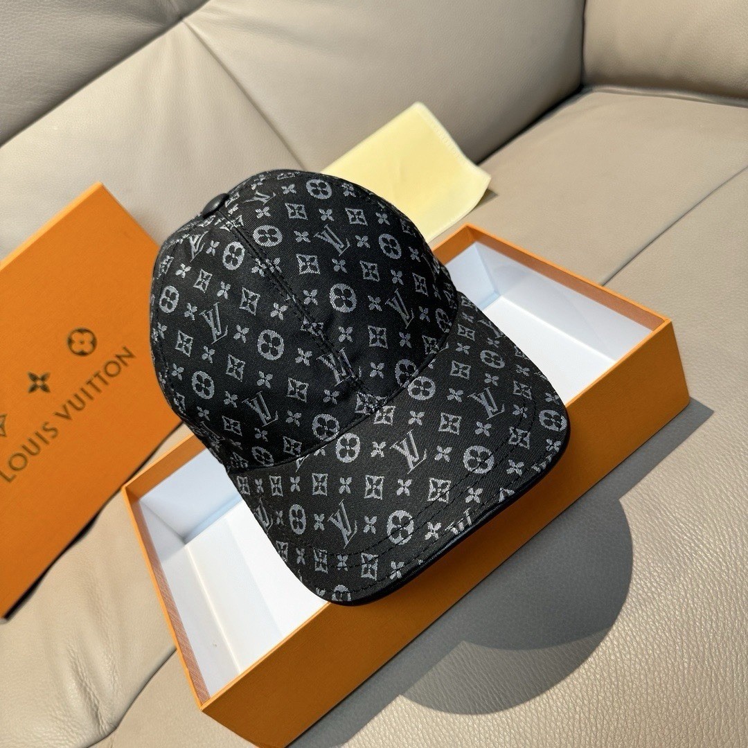 Louis Vuitton Black/Gray Monogram Baseball Cap Designer Hat One Size