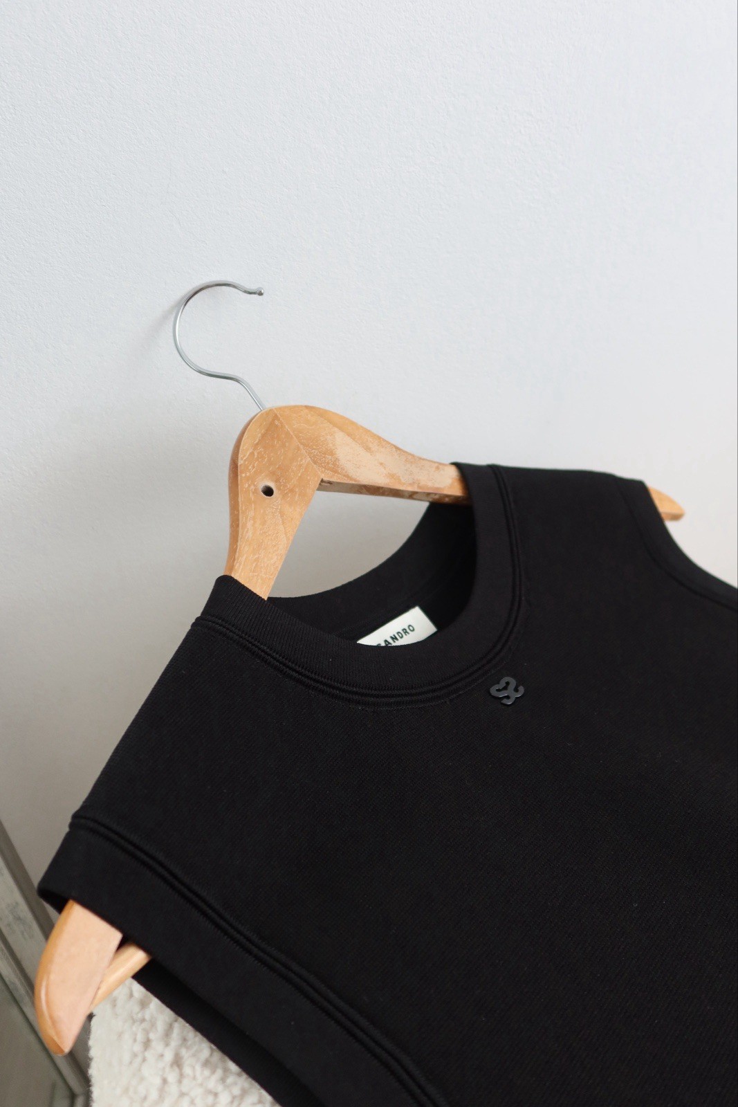 Sandro black pleated stretch-knit mini dress size M/L