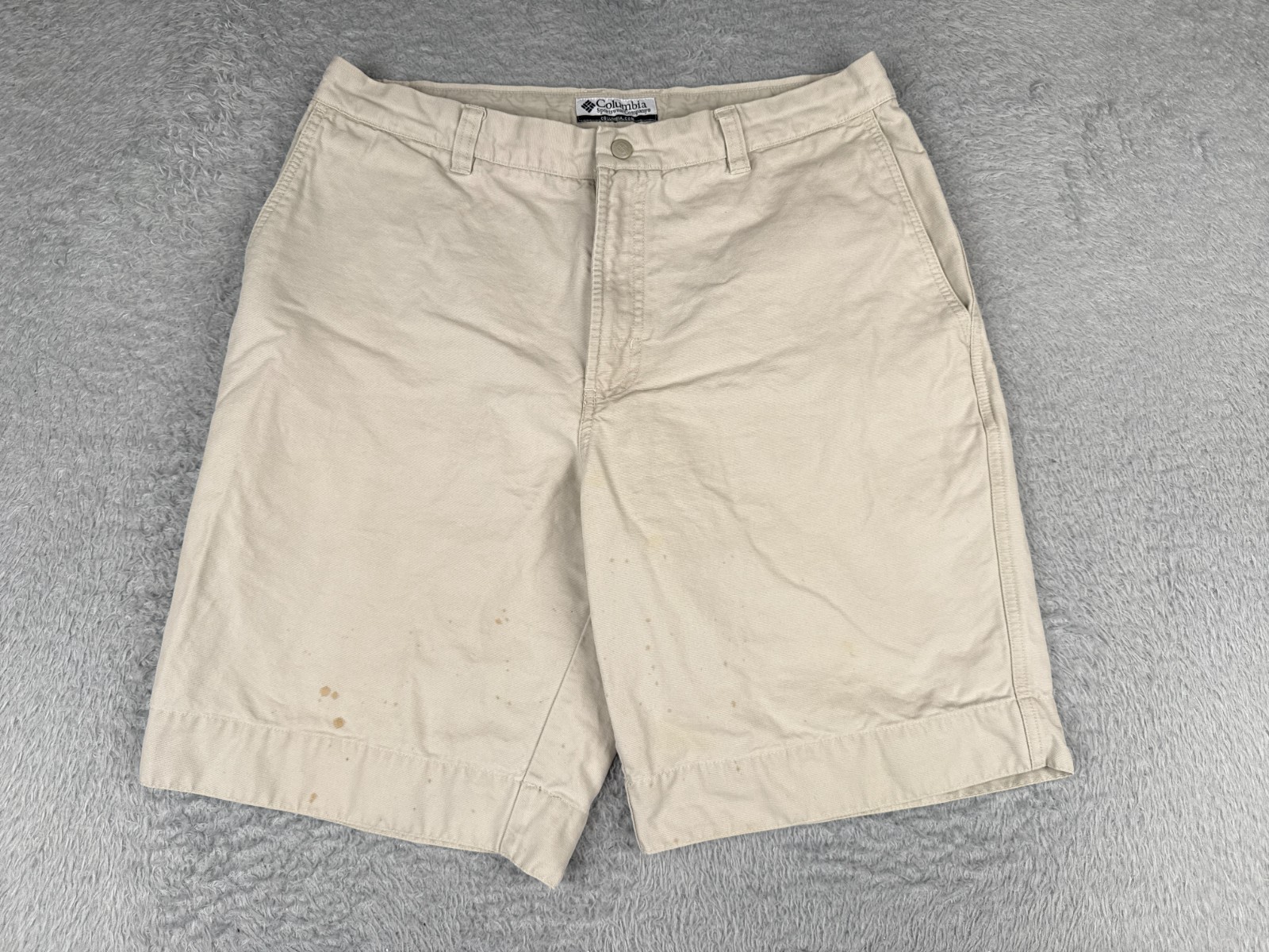 Columbia Shorts Men 34 Beige Chino 100% Cotton Duck Hike Hiking Camping 34×10