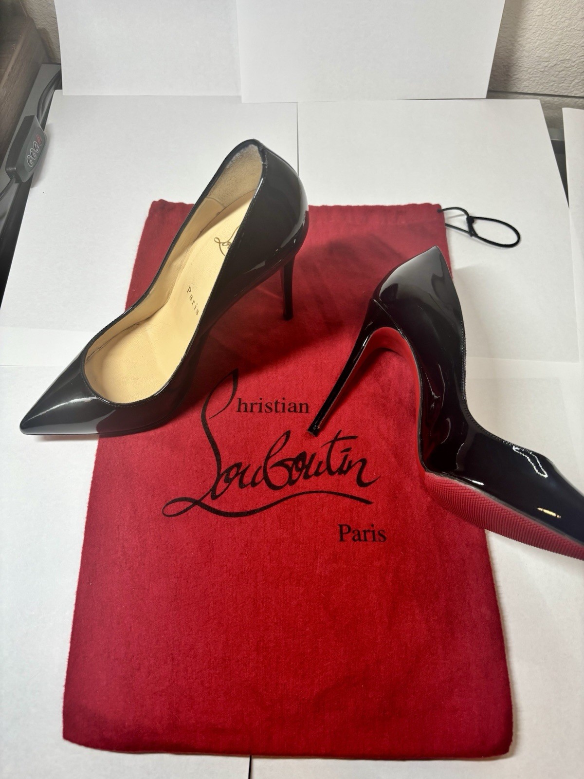 Christian Louboutin Black Patent Leather Pointed Toe Stiletto