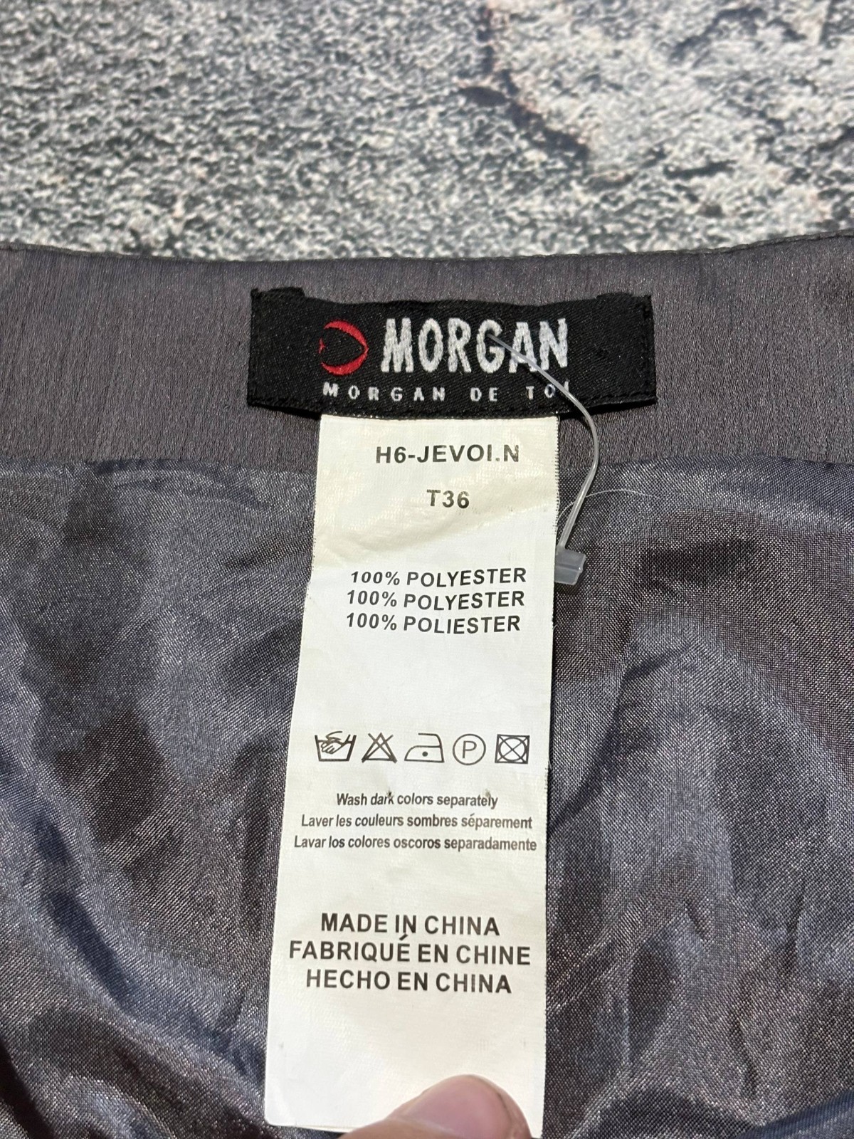 MORGAN DE TOI Pleated Mini Skirt Gray Brown Sz T36 UK 8 US 4 Satin Trim Flare