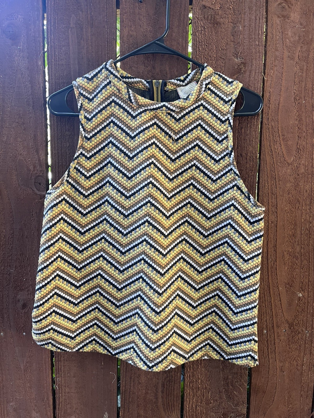 Anthropologie Postmark Sleeveless Chevron Retro Preppy Pattern Boho Top Sz M