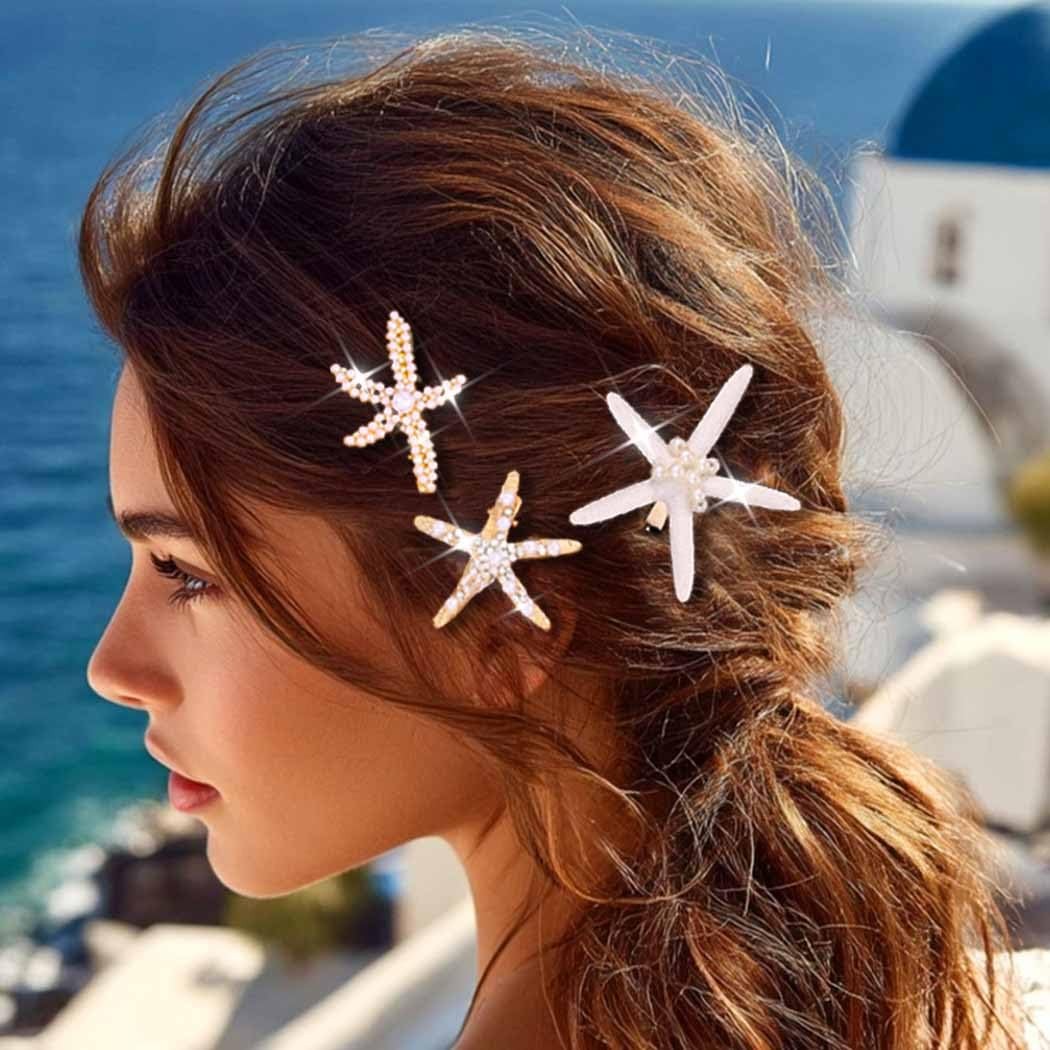 Hair Clip Starfish Pearl Mermaid Seashell Hair Accessories Pack of 3