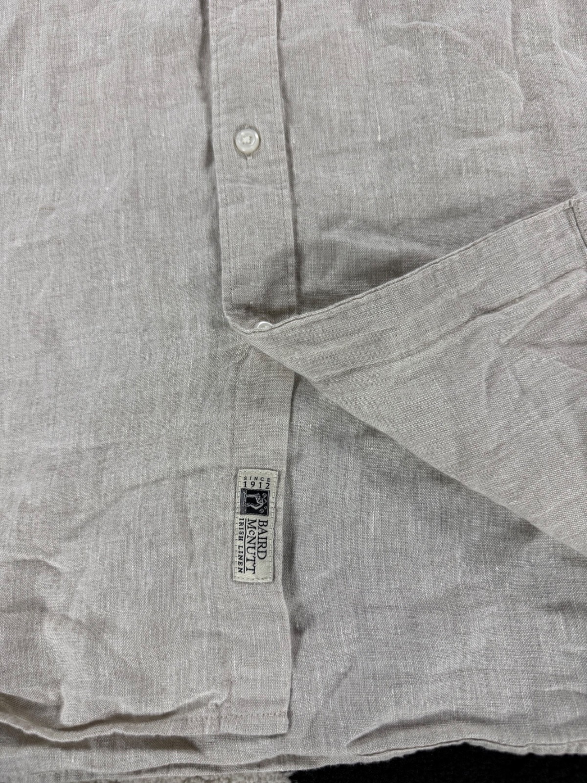 J Crew Shirt Mens Large Slim Light Beige Irish Linen Button Down Baird McNutt
