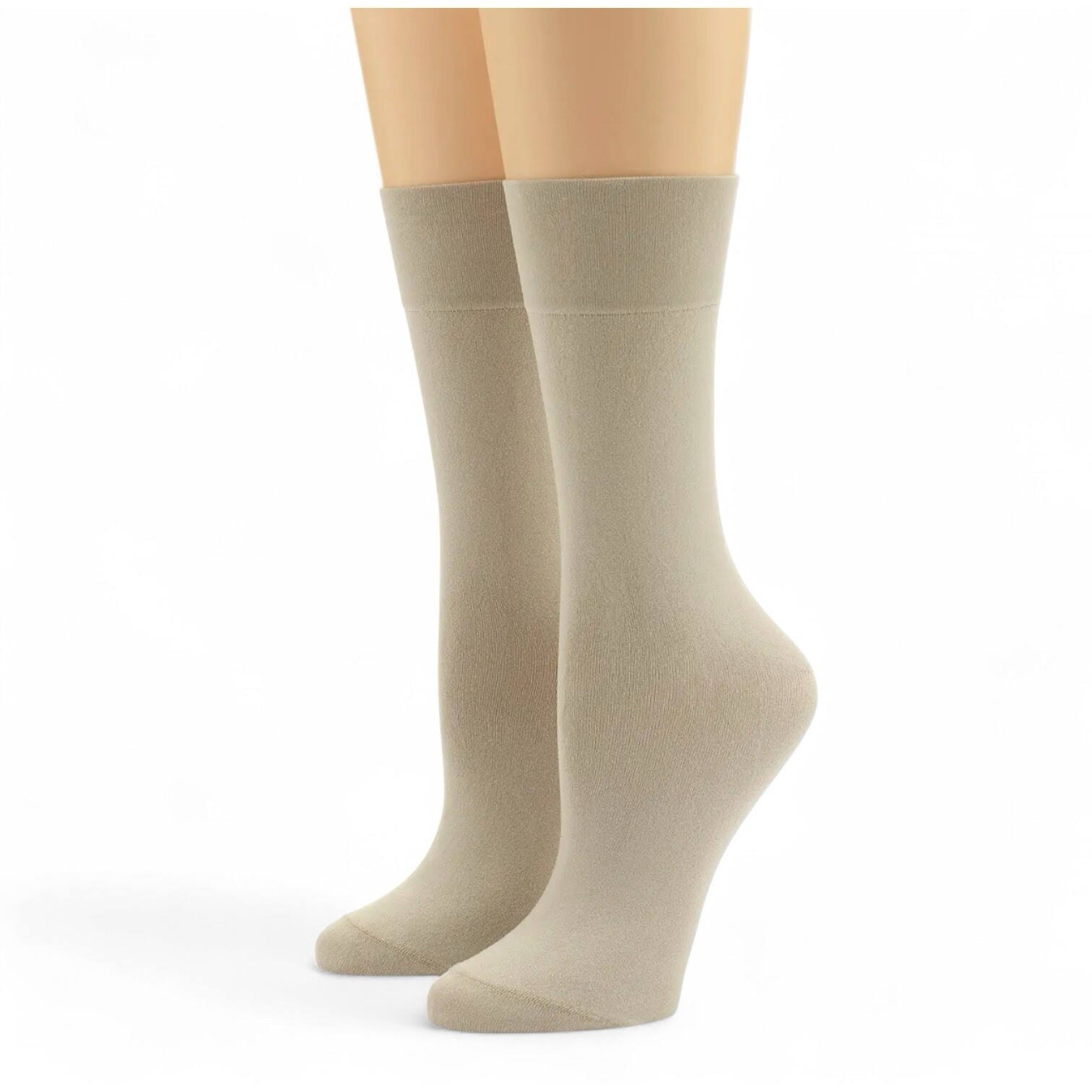 Hue Womens Ultrasmooth Socks One Size Chinos Beige Sleek Fit Smooth Feel