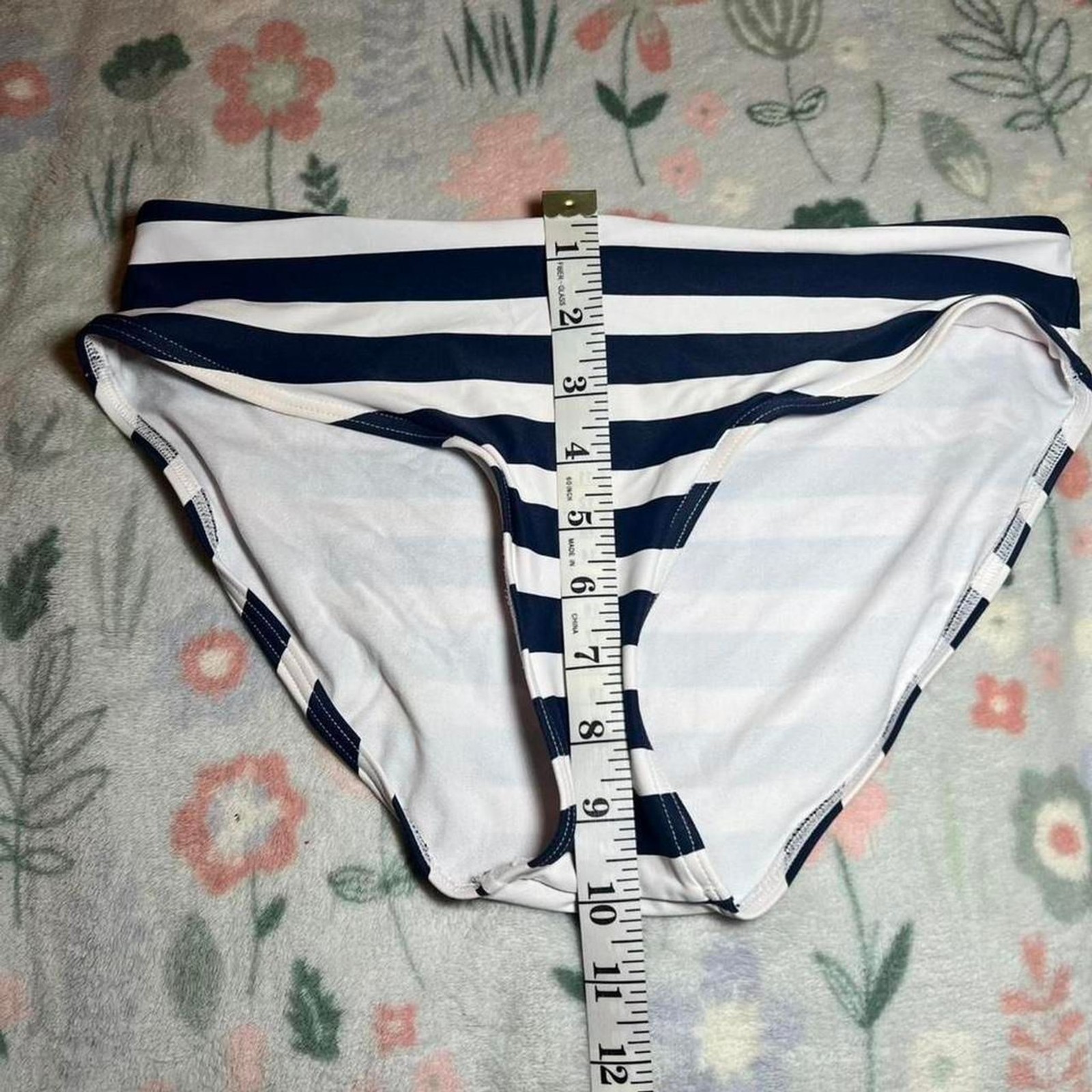 Bond-Eye White Navy Striped Bikini Bottoms S Americana Y2K Nautical Coastal Prep