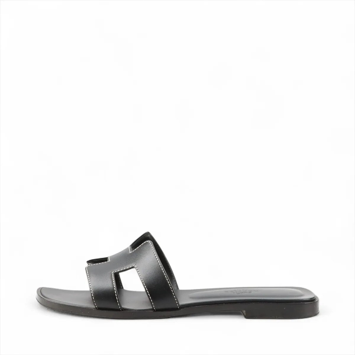 Hermès Oran Leather Sandals 36.5 Ladies’ Black 021056Z Outsole and lift repairs