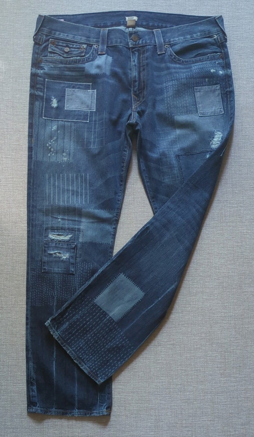 True Religion Ricky Relaxed Straight Y2K Men’s Patchwork Made in the USA 40×34