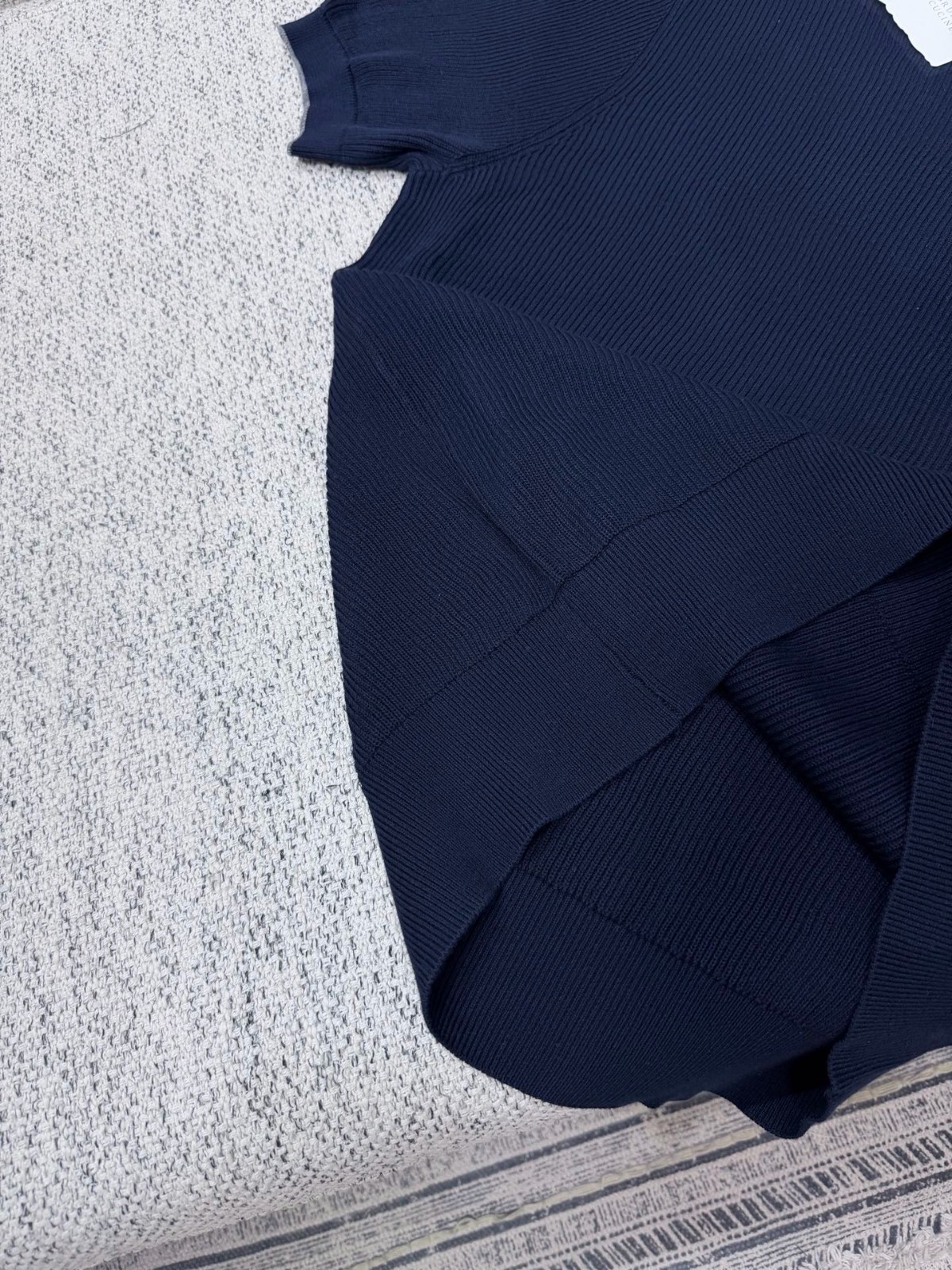 Brunello Cucinelli Navy Regular Classic Polo Knit Sweater Casual Short Sleeve