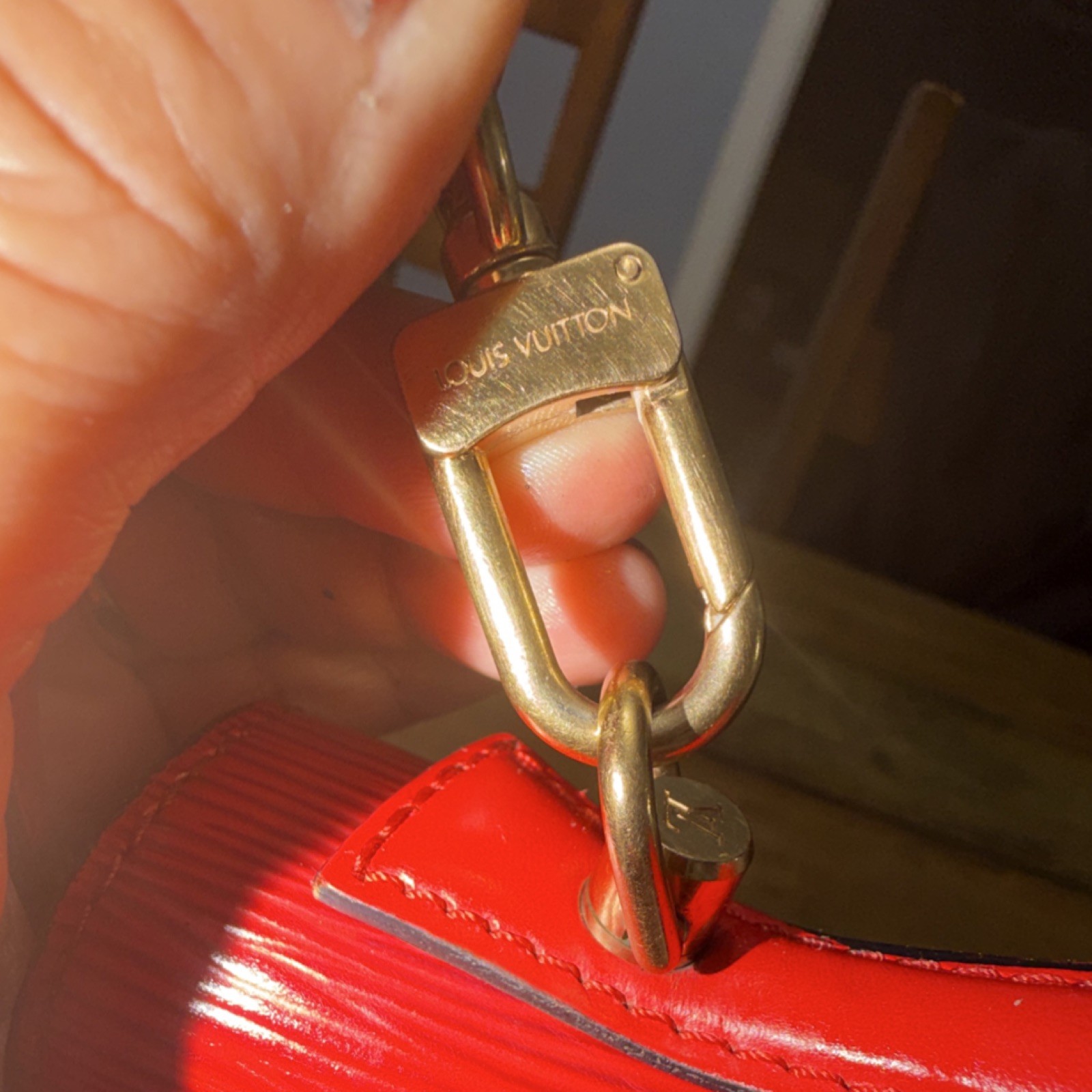 Louis Vuitton Red Epi Monceau 28 Handbag in textured leather/gold-tone hardware